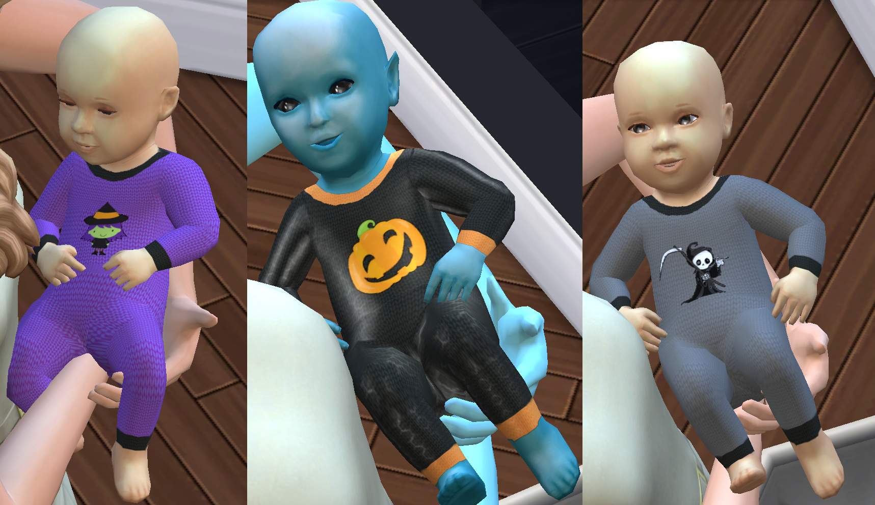 This is what the halloween baby outfits will look like in your game