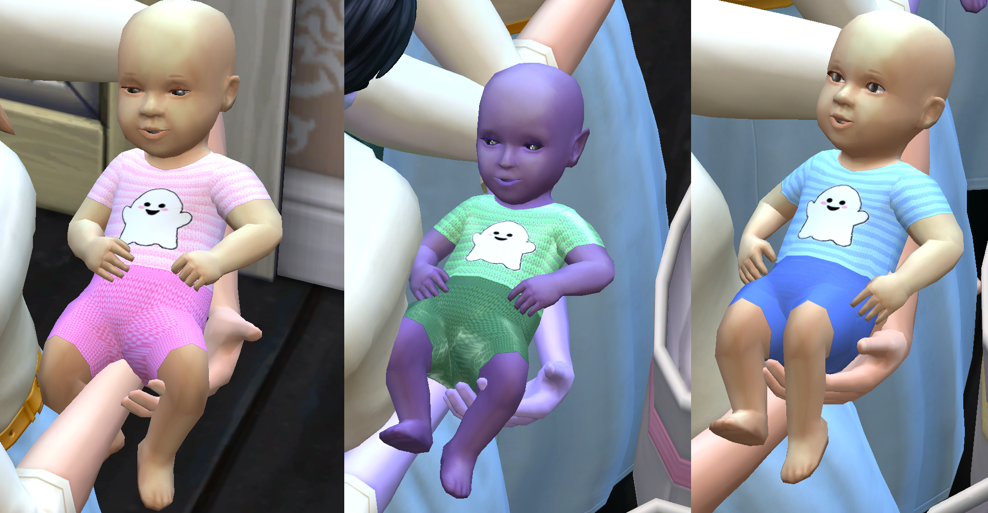 This is what the stripy ghost summer baby outfit will look like in your game
