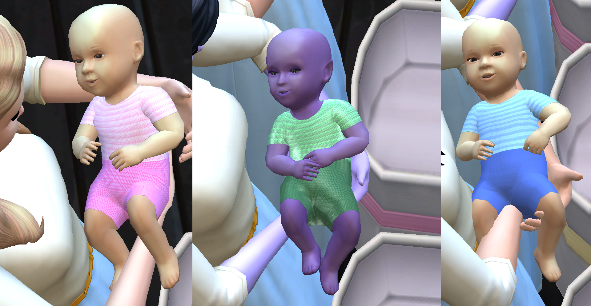 This is what the stripy summer baby outfit will look like in your game