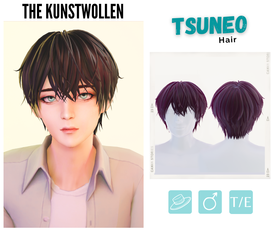 Anime Sims 4 Cc Hair Transparent PNG  355x597  Free Download on NicePNG