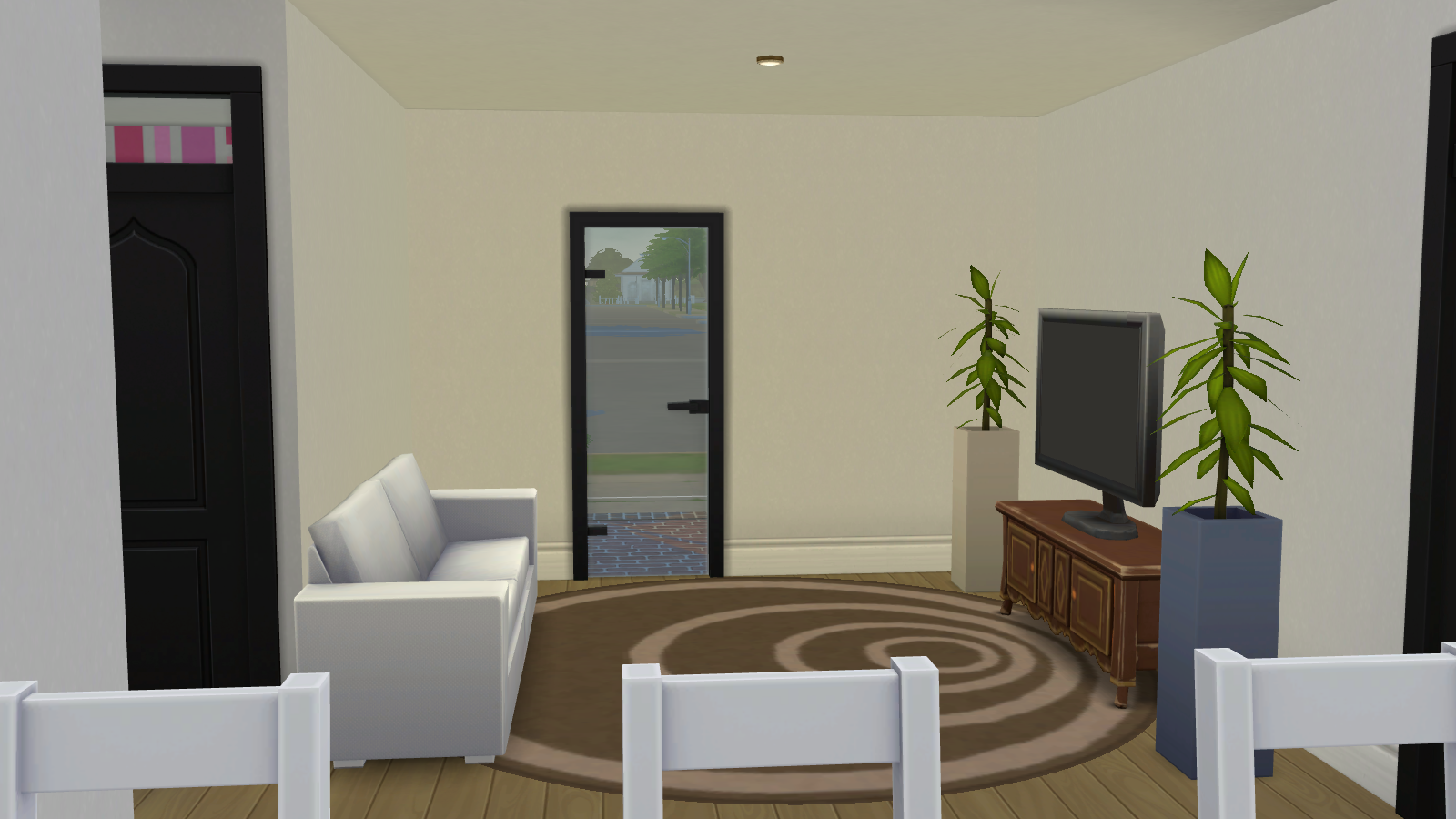 plain small tv room with a tv and some decorations