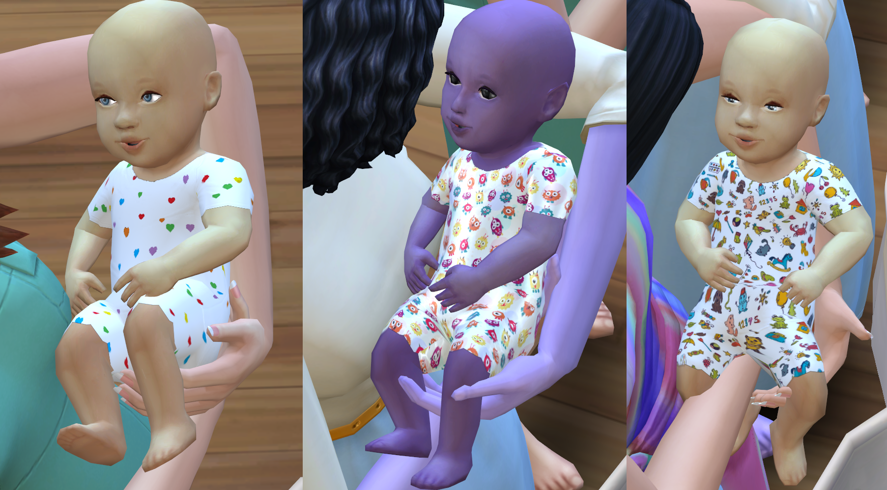 This is what the mixset 6 summer baby outfits will look like in your game