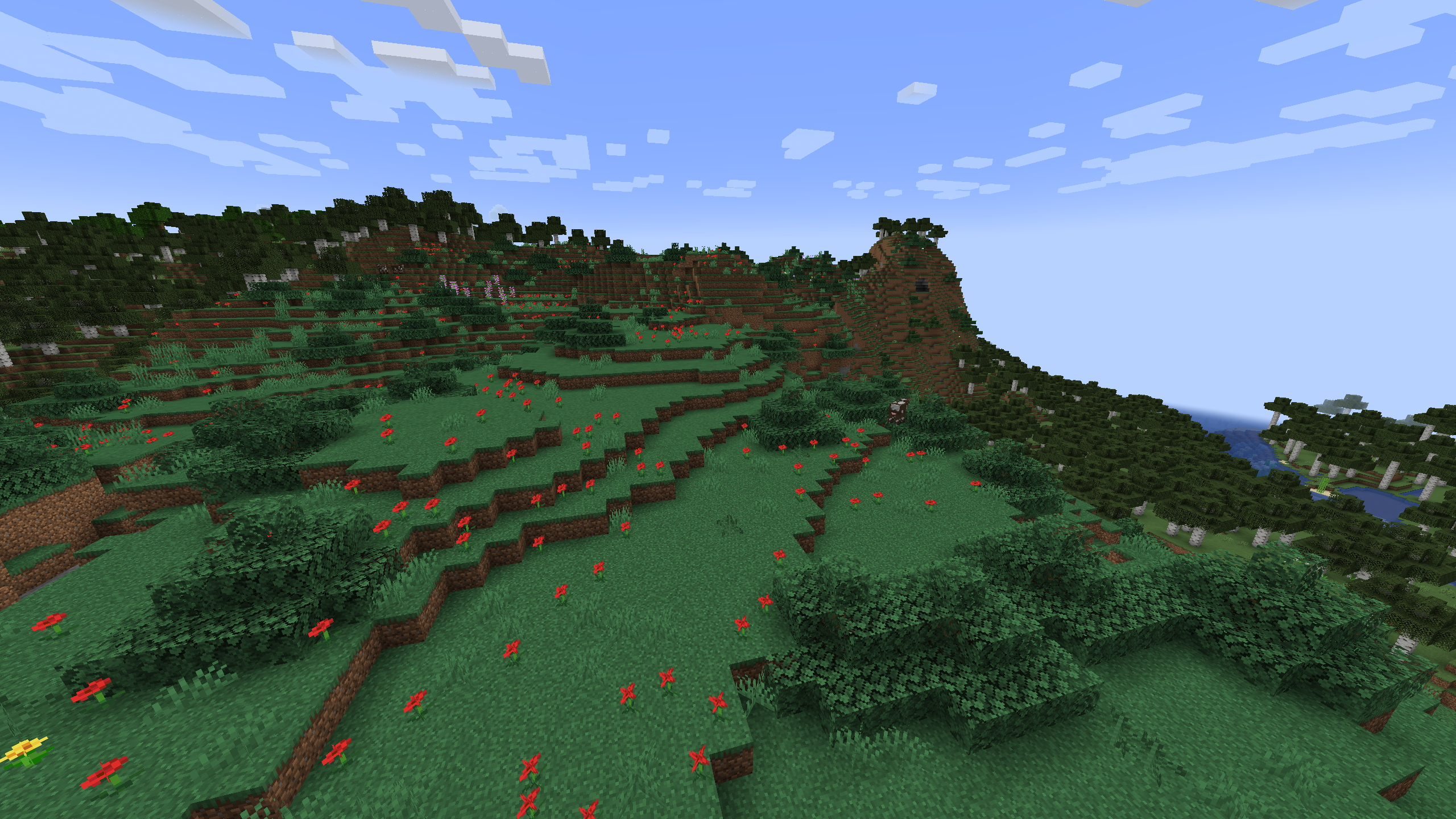 The default meadow which has been modified to be more consistent with the other biomes (& real life).