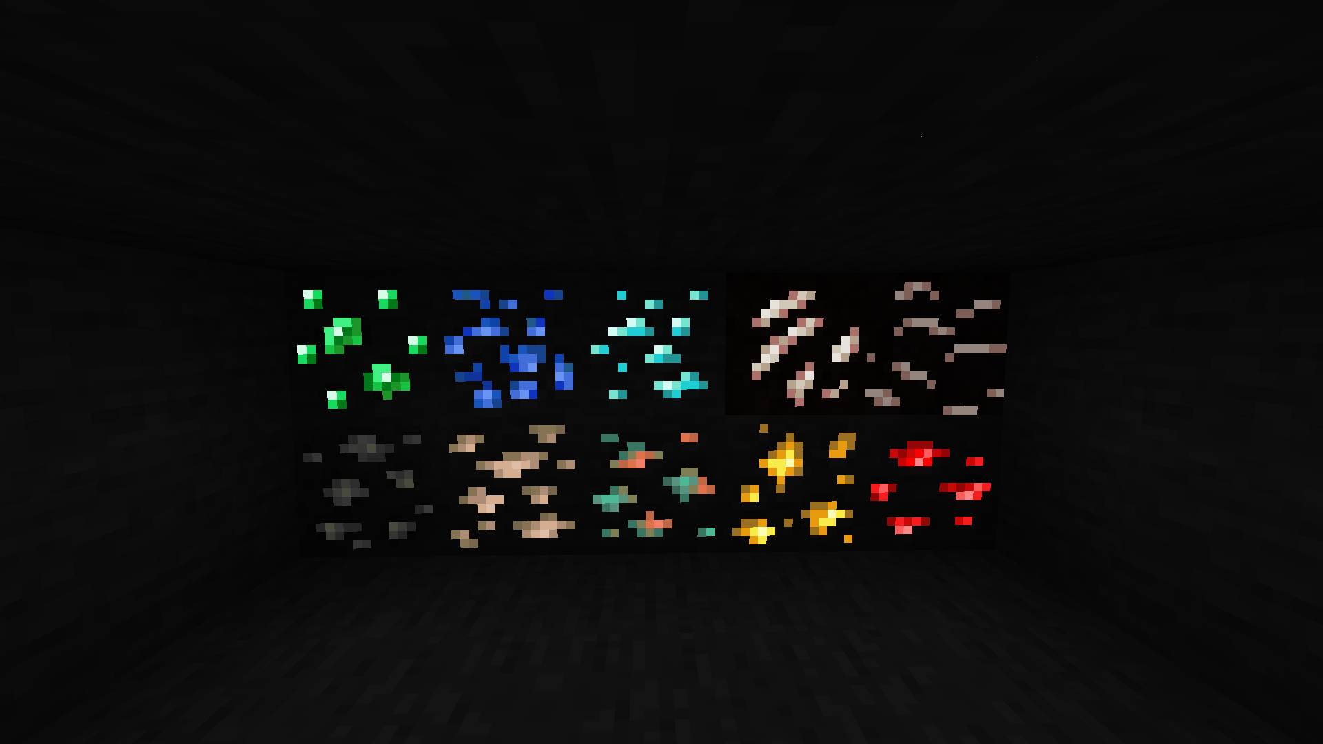 Glowing ores in the dark