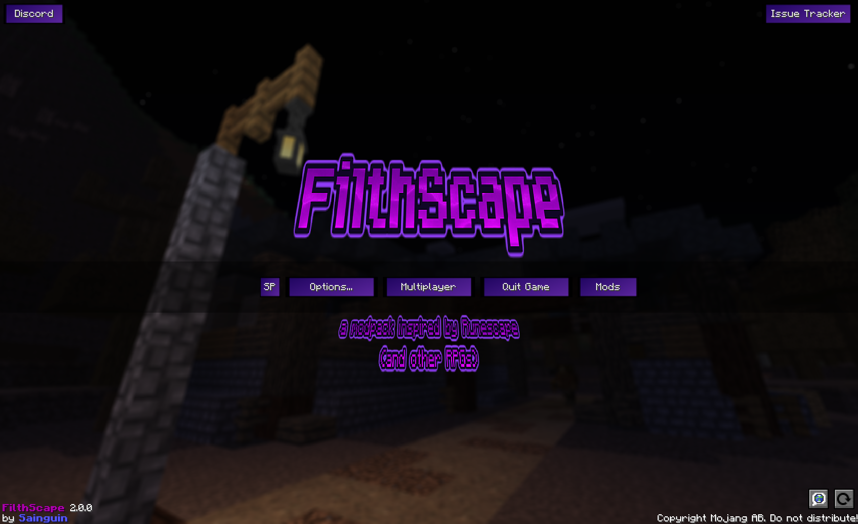 Custom main menu.