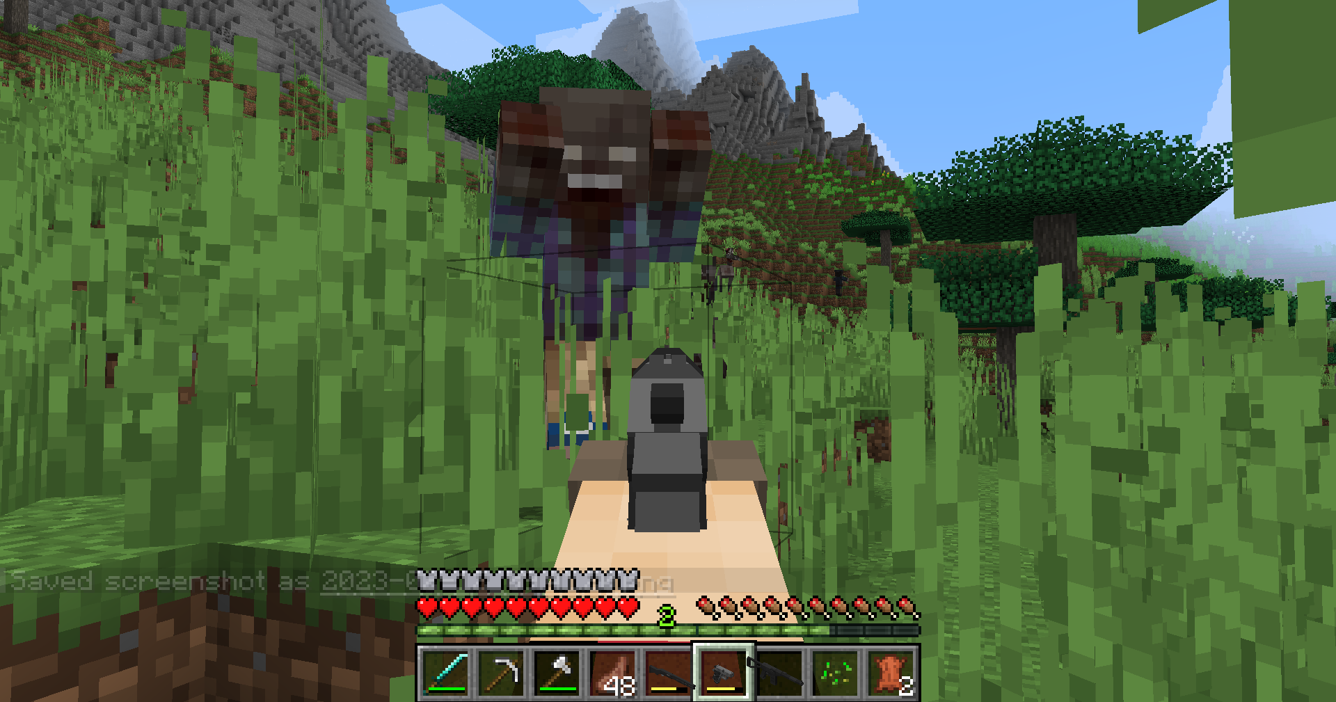 wielding a pistol against a horde of zombies!