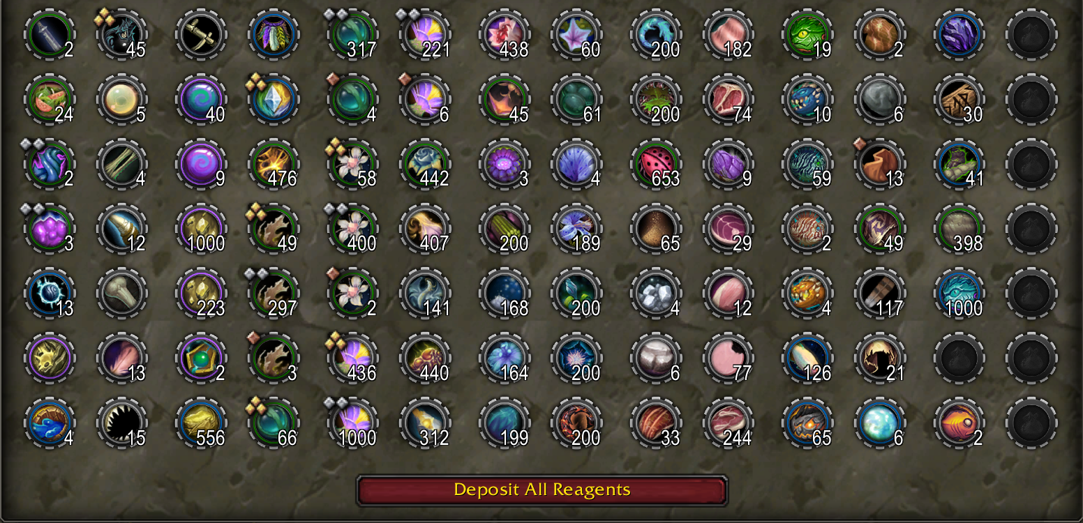 Reagent Bank, Gears Skin, Slots Hidden