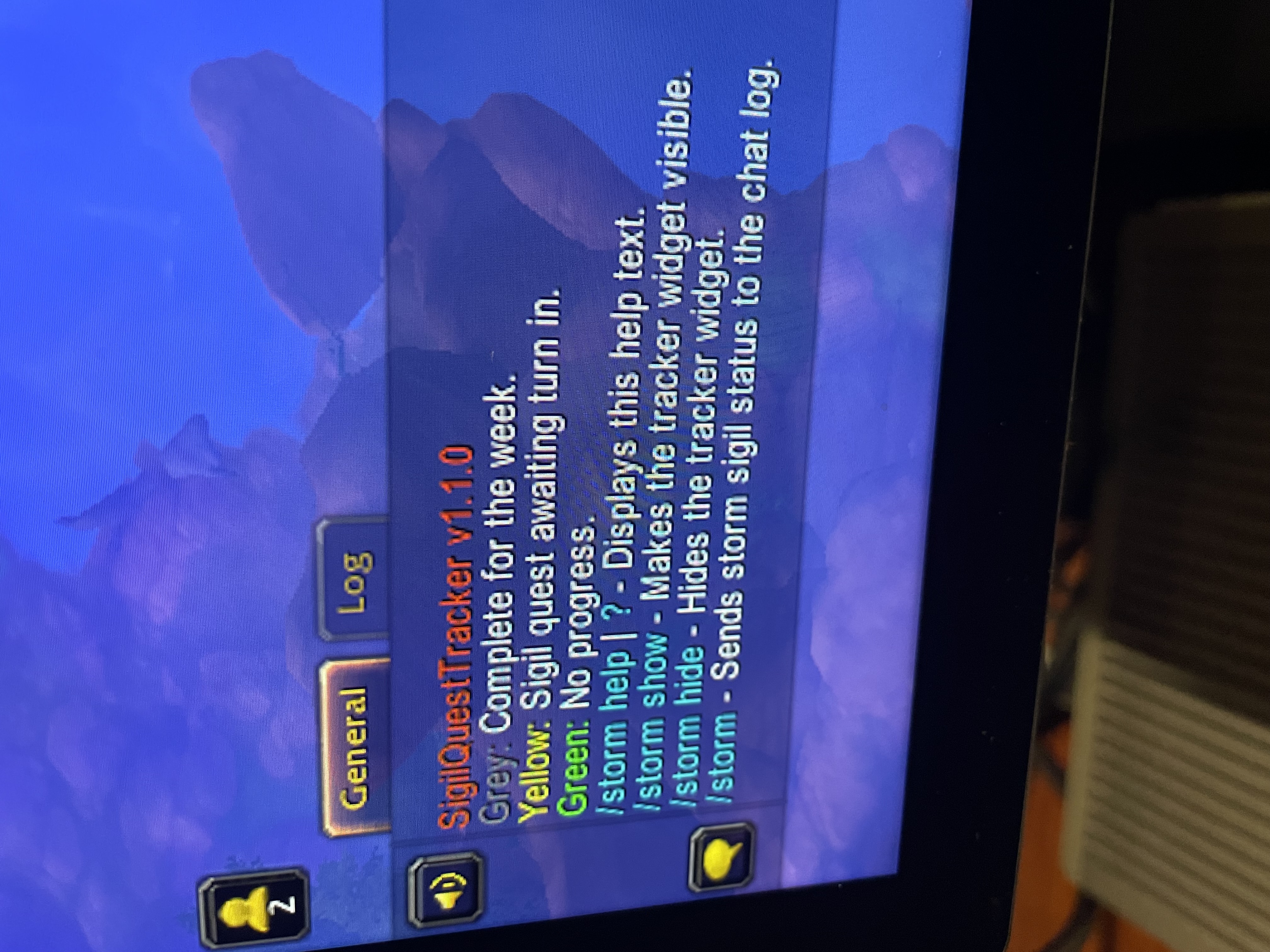 An example of what you will get if you type "/storm help" or "/storm ?"