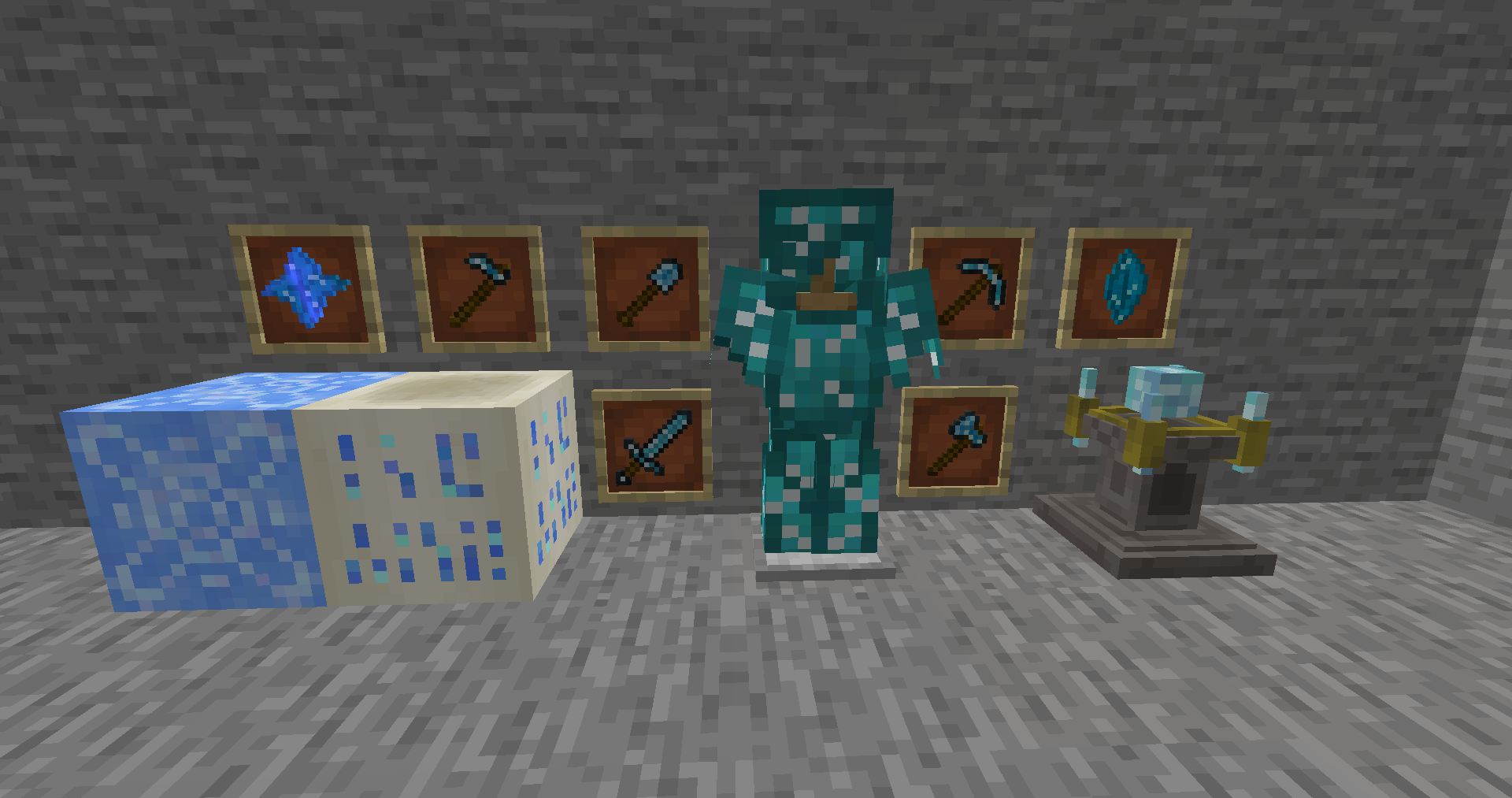 the new blocks, items and armor in version 4