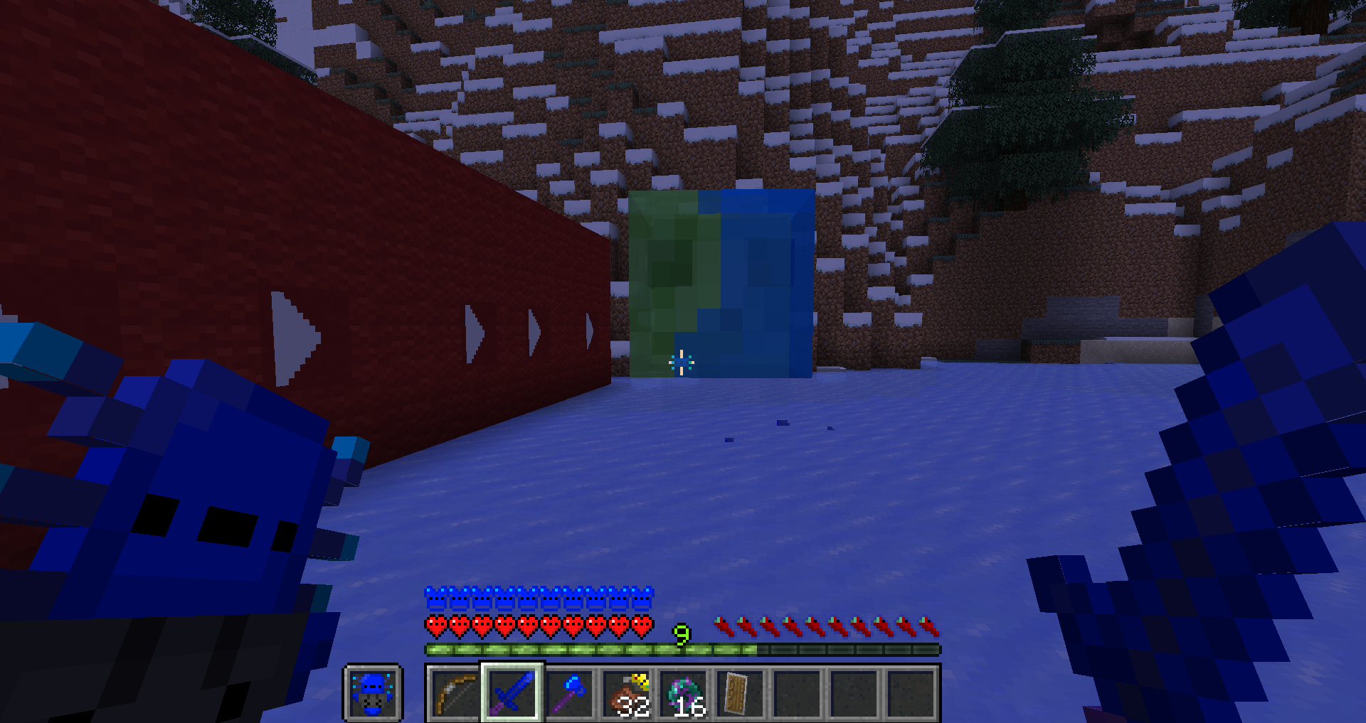 Flasholotl using the netherite retextures to fight off A slimeblast slime
