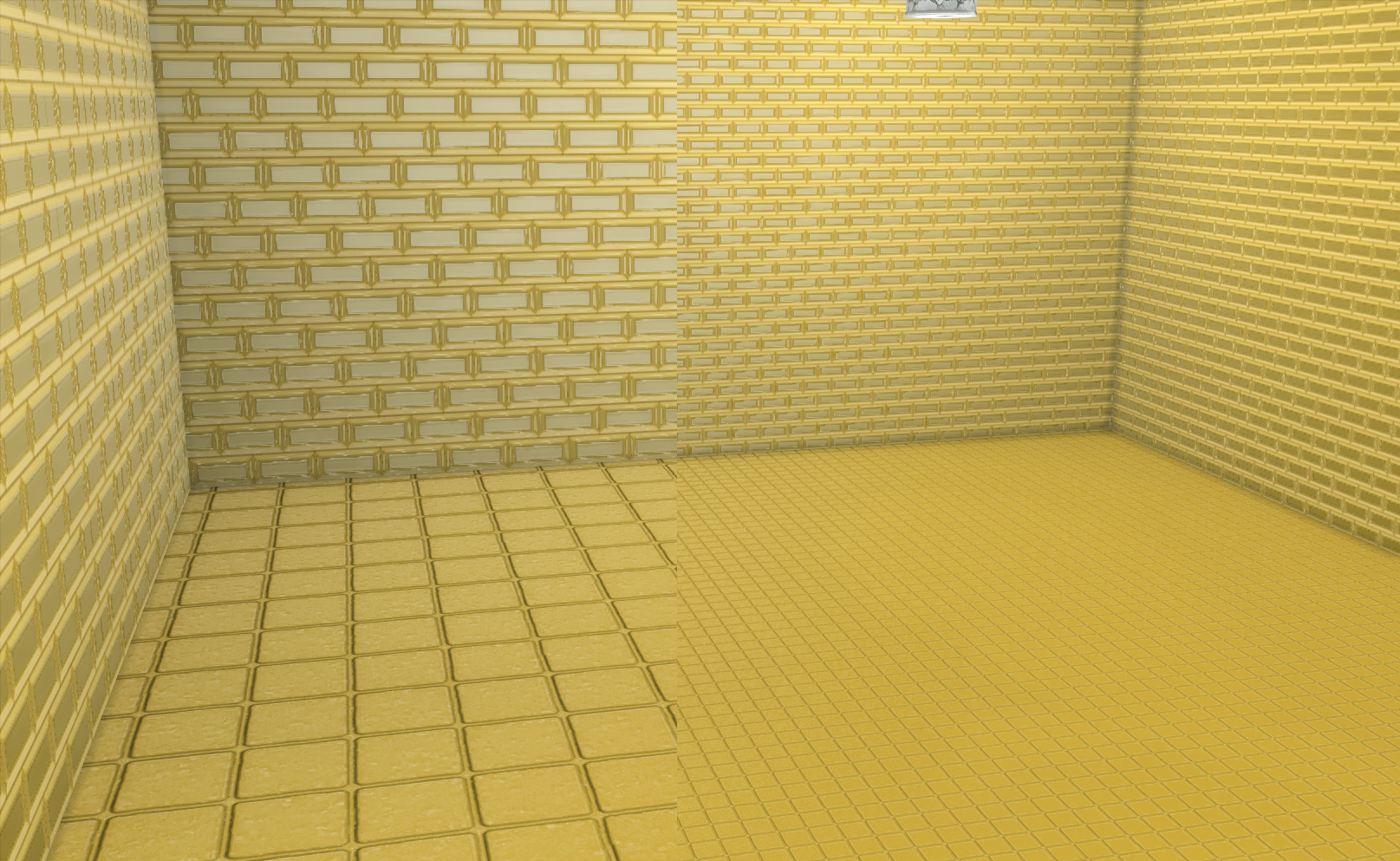 Gold walls indoors with white lighting