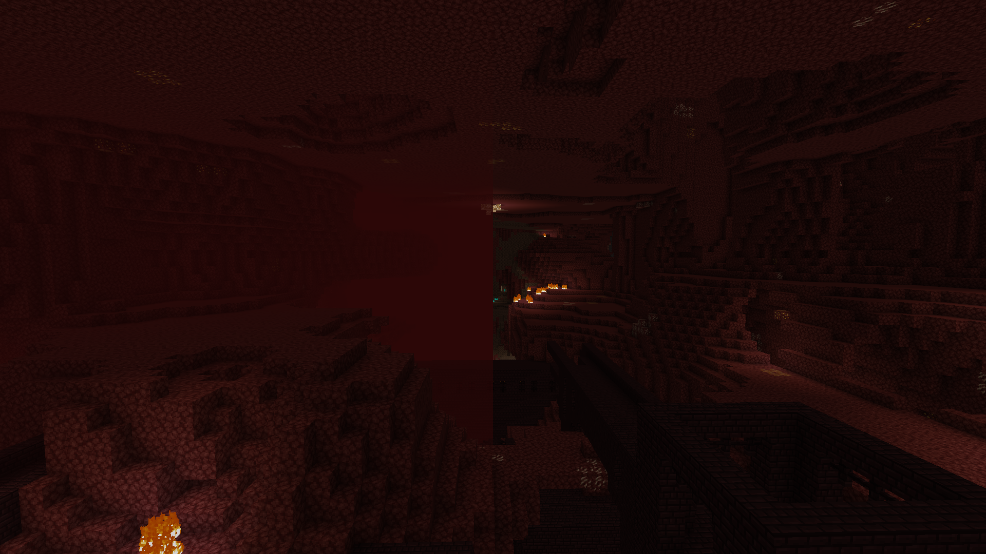 comparison fog vs no fog in the nether