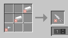 This is how to craft a knife {knoife} using an iron nugget and 2 iron ingots