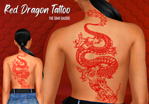Red dragon tattoo on the back  Red dragon tattoo Spine tattoos for  women Dragon tattoo for women