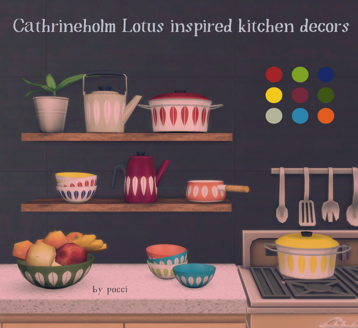 Cathrineholm Lotus inspired kitchen decors - The Sims 4 Build / Buy ...