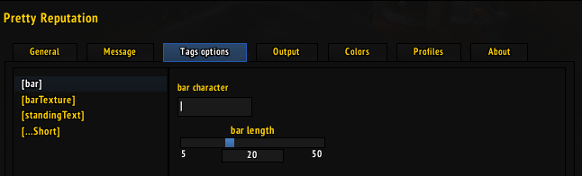 Modifying bar TAG behaviour