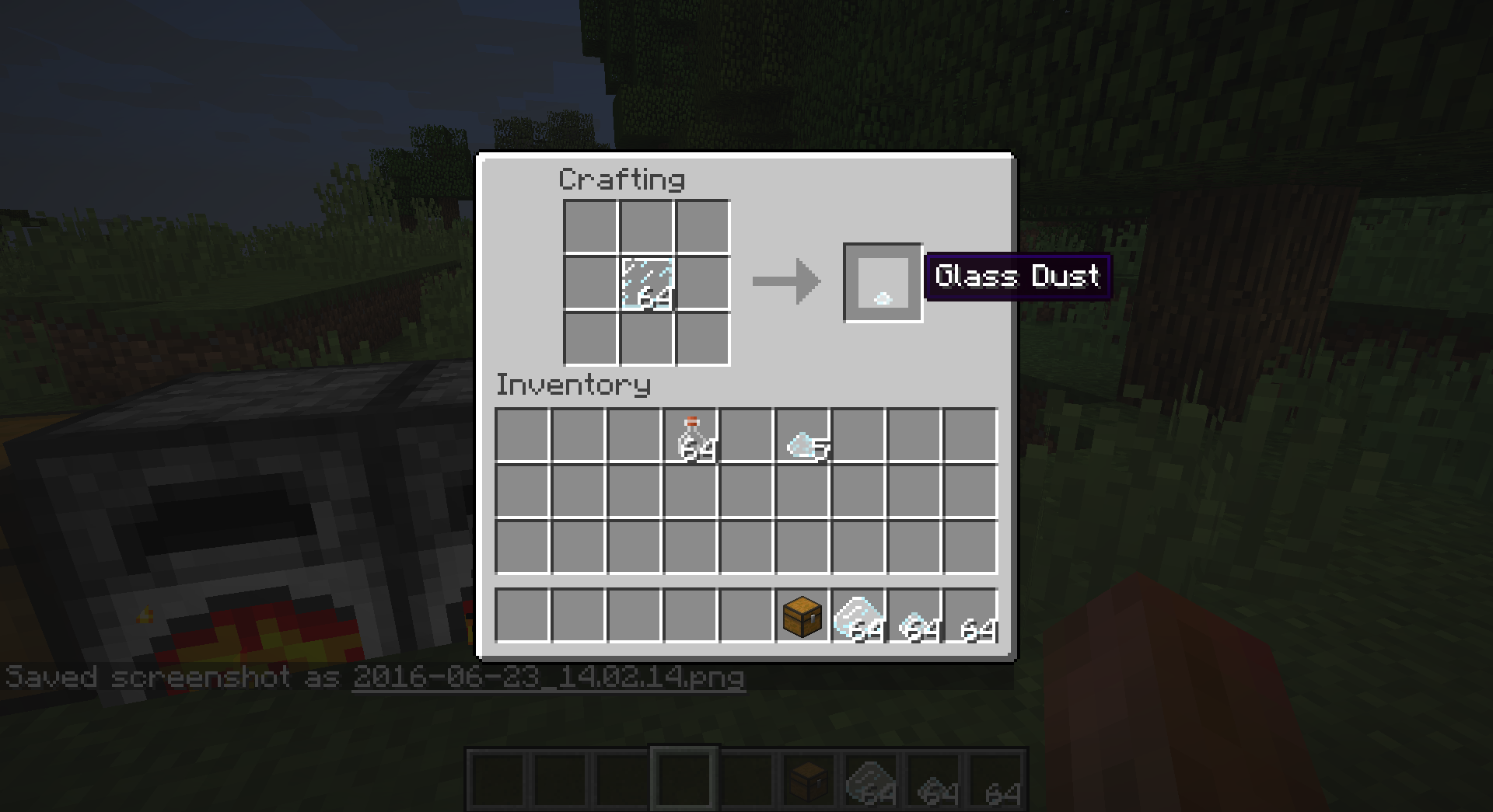 Okay so a recipe called for 5 glass panes, now what to do with the other 11 panes...
Maybe you can break them down into glass dust?