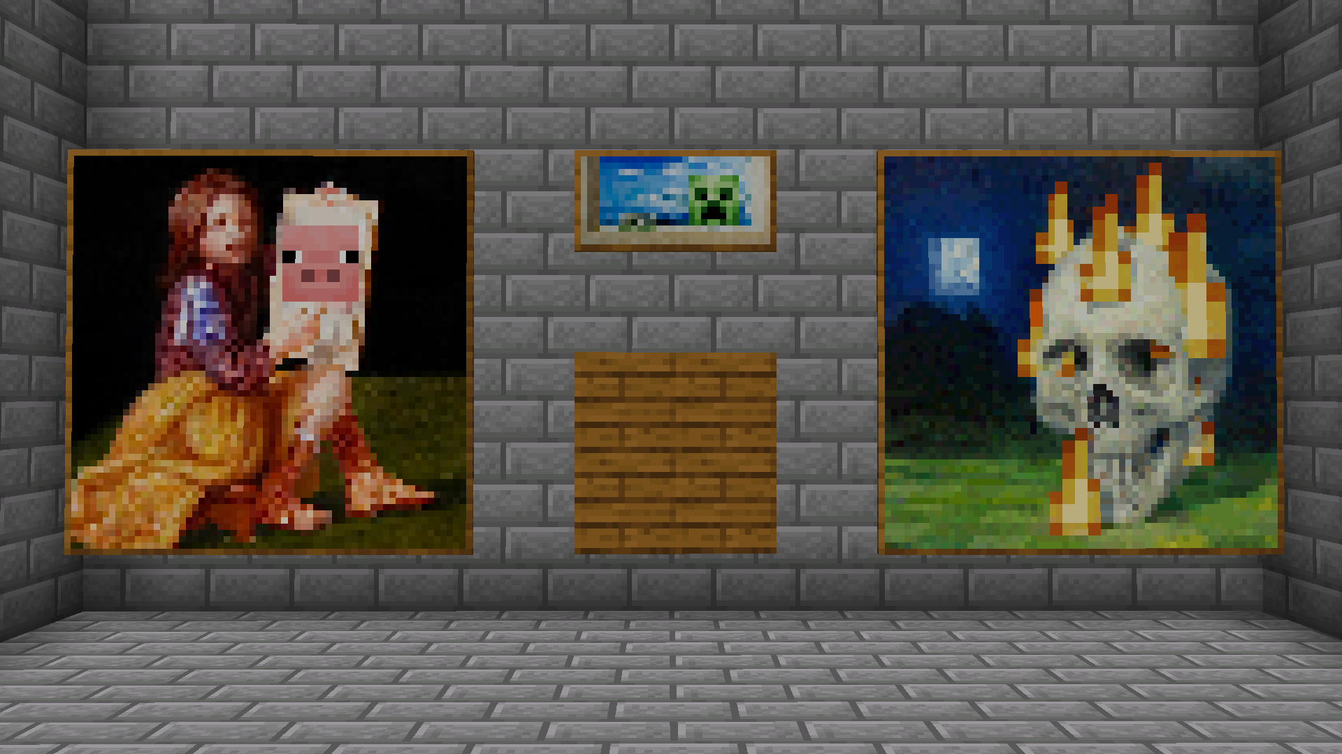 Updated the frames, Creeper, Pig and flame particles on the Skull.