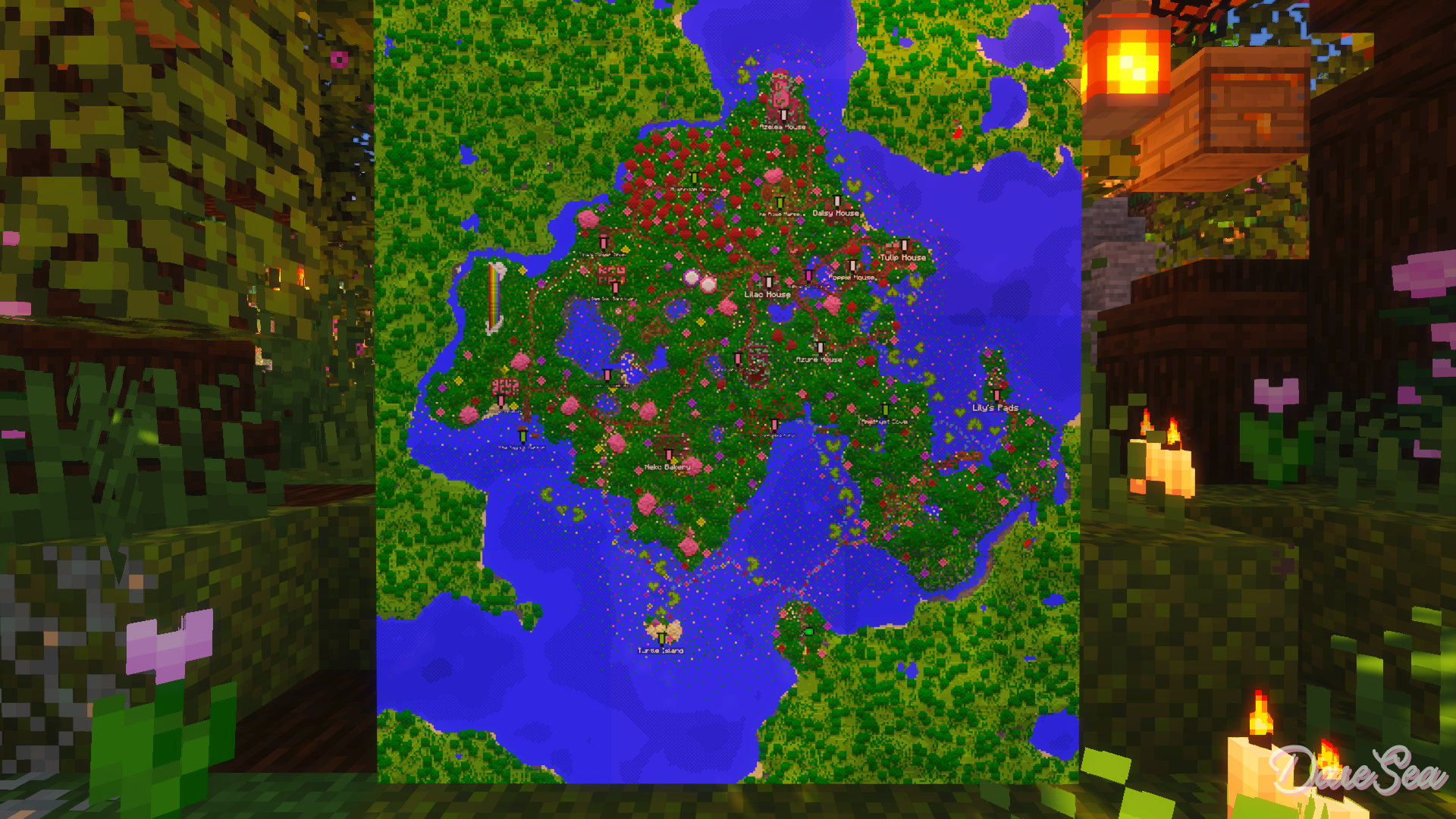 The labeled map with locations