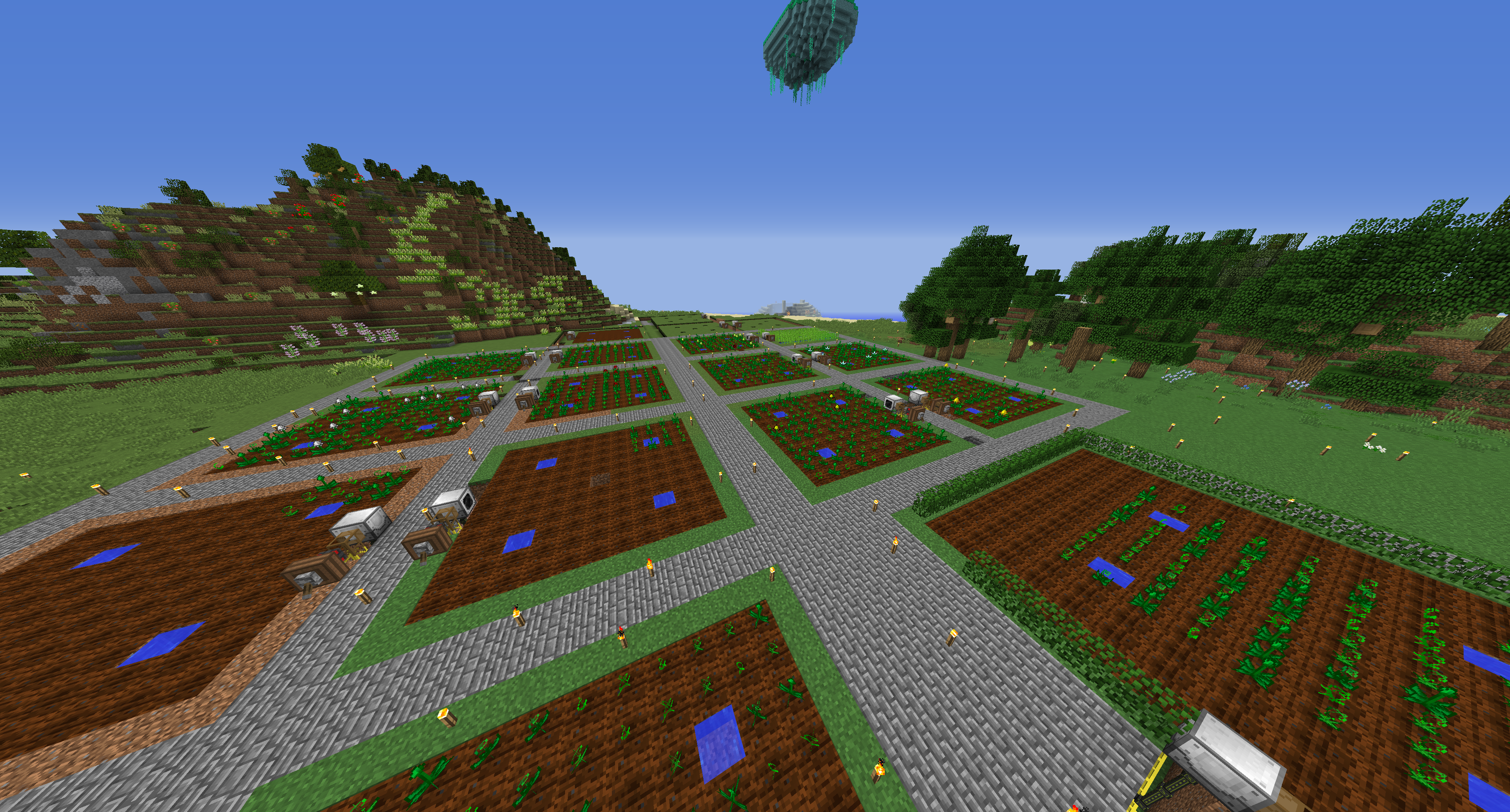 Shows resource farms in my personal world