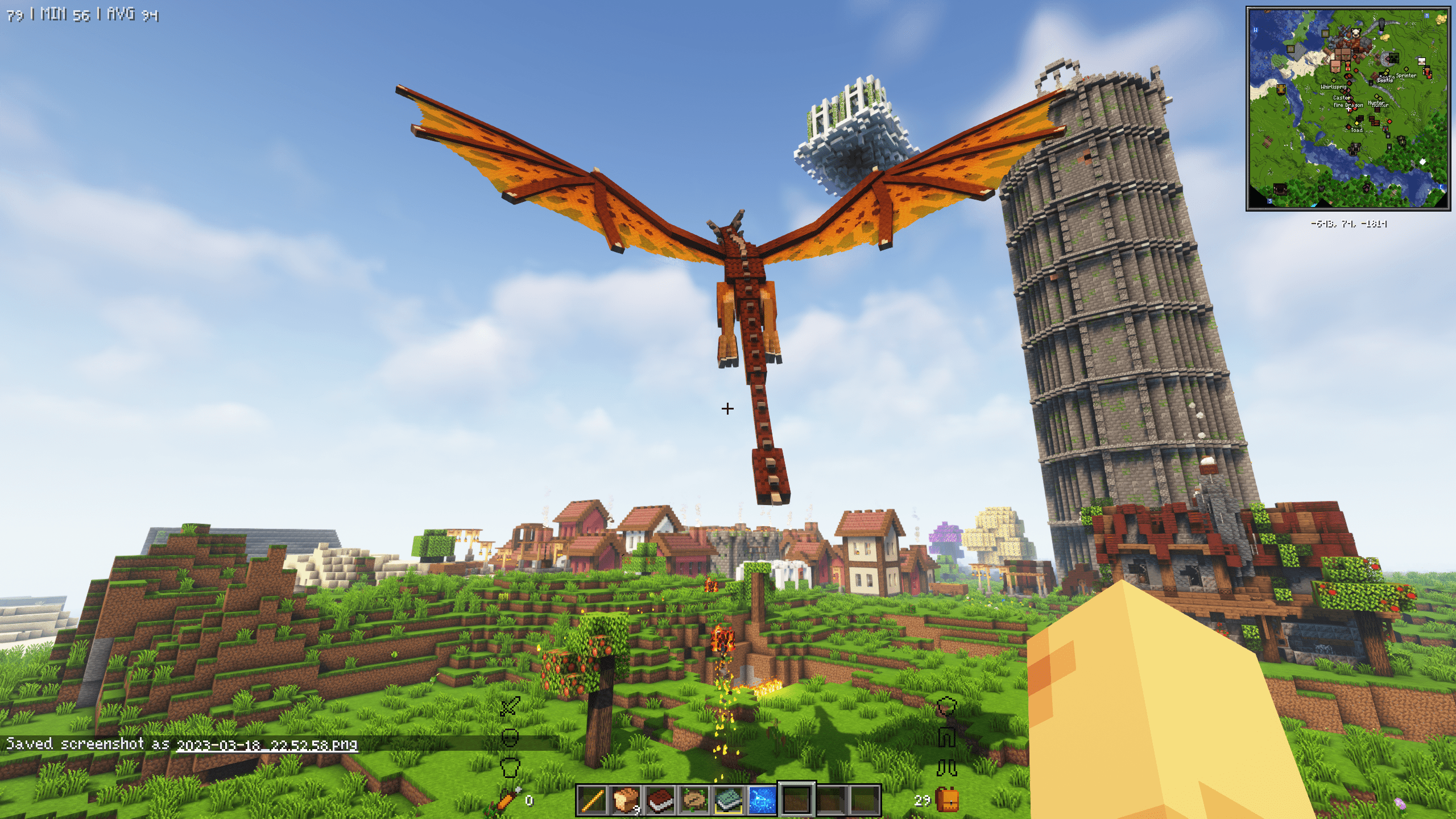 Dragons and other mobs from the Ice and Fire mod can be found throughout the world! Explore with caution.