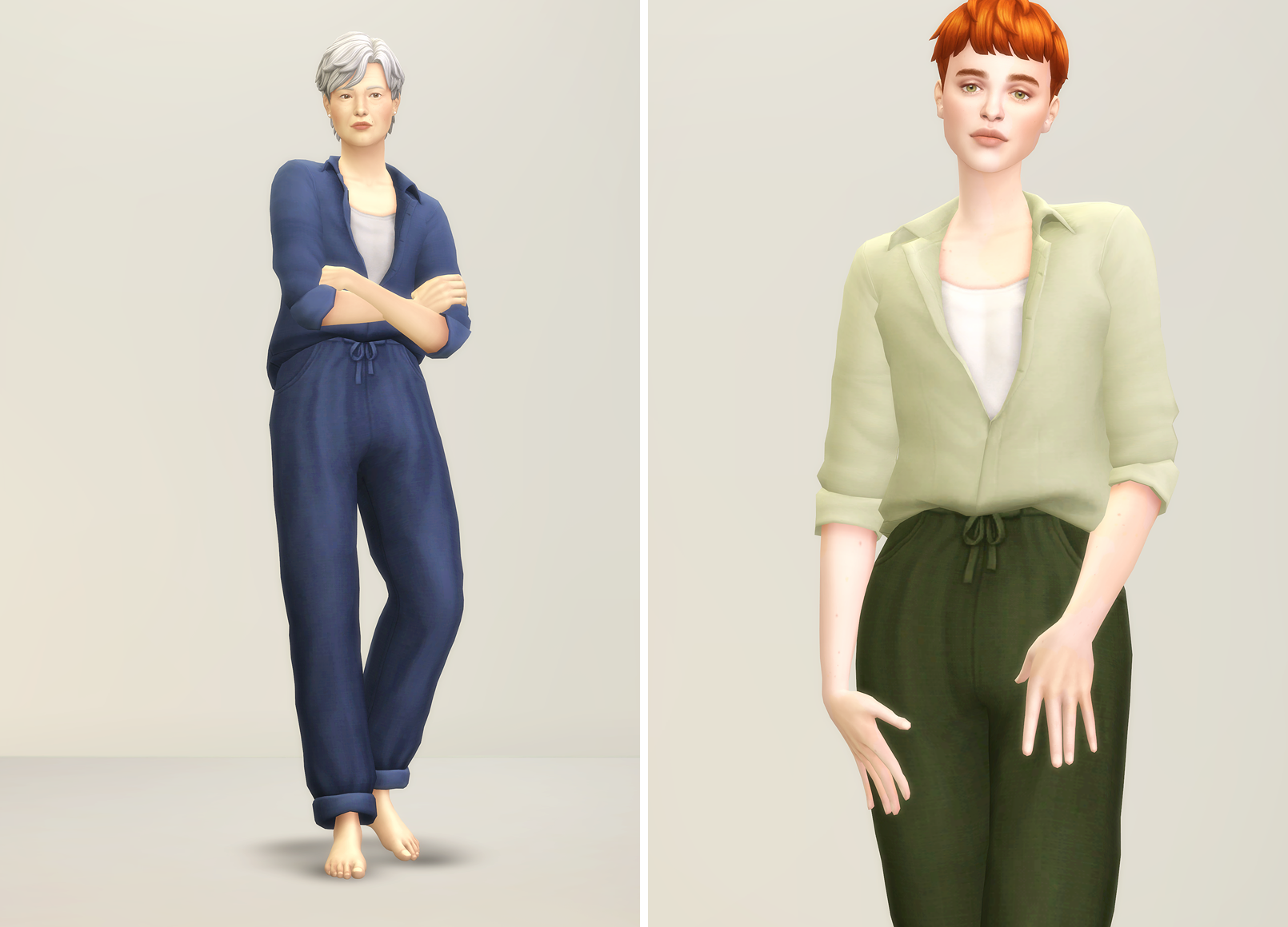 Mellow I - Rolled-Up Sleeves Shirt & Long Pants for F - The Sims 4 ...