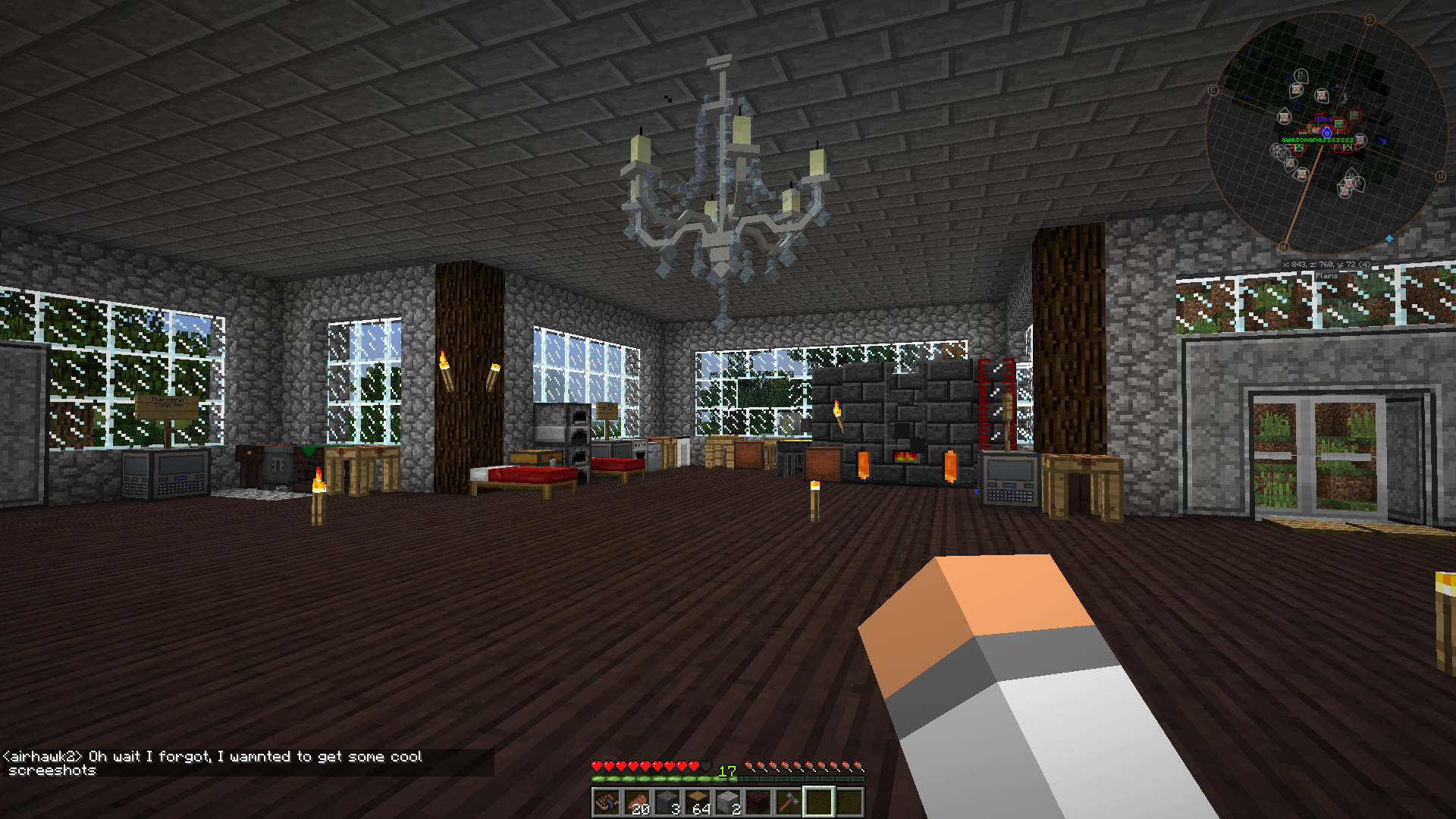 This is an example of what many users may come to call home. While not completely over the top, this shows how even early game homes can become much more robust with the mods included. (also; chandelier on point)