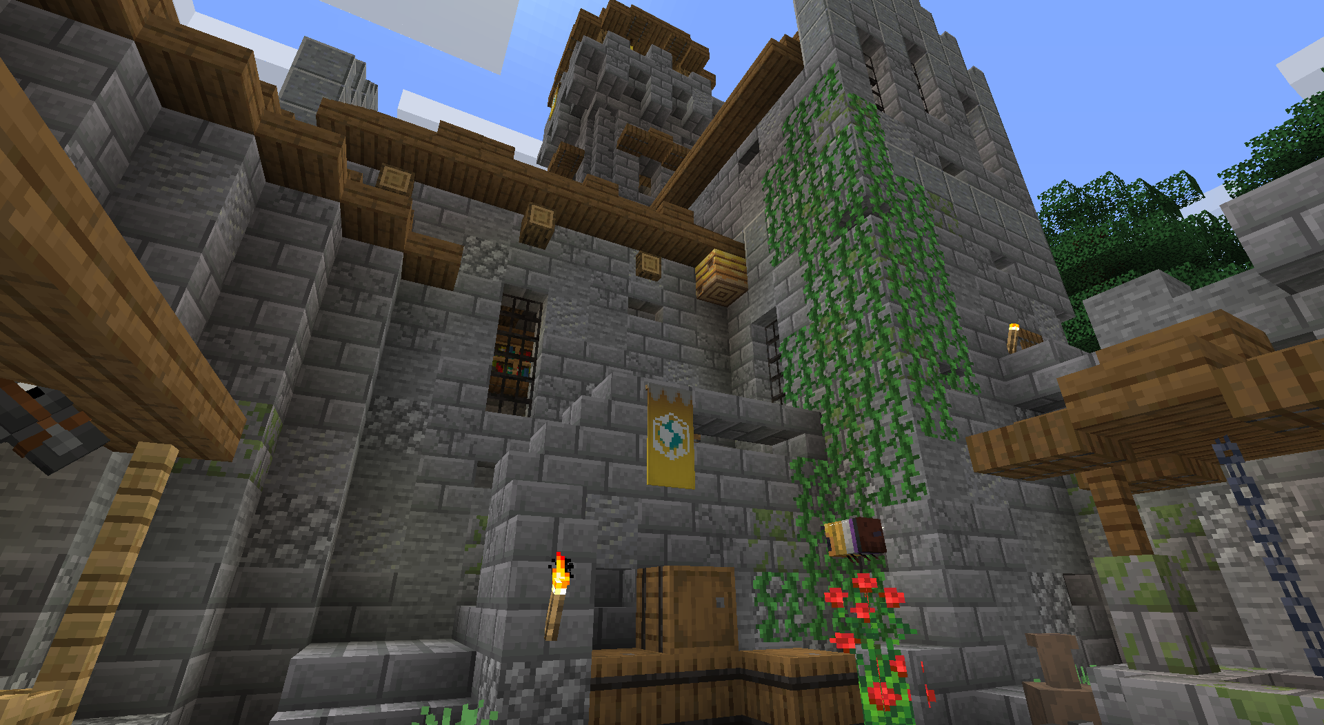 a bee buzzing around a long abandoned castle