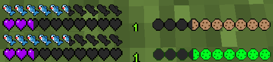 The new gui with this pack. Normal and when under the hunger effect.