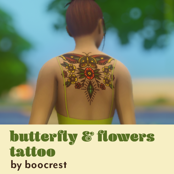 Butterfly And Flowers Tattoo Boocrest Screenshots The Sims 4 Create A Sim Curseforge