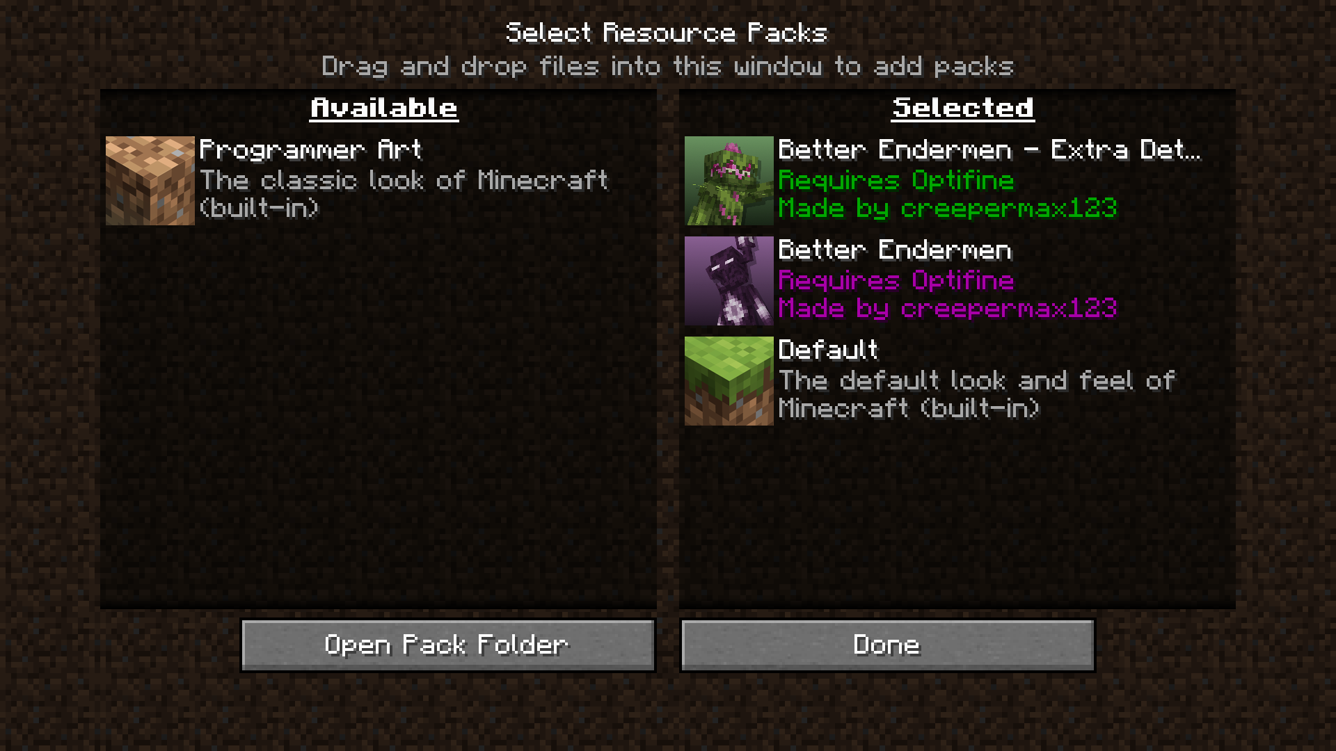 Order of Packs with addon