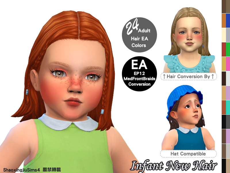 Infant Med Front Braids Hair - The Sims 4 Create a Sim - CurseForge