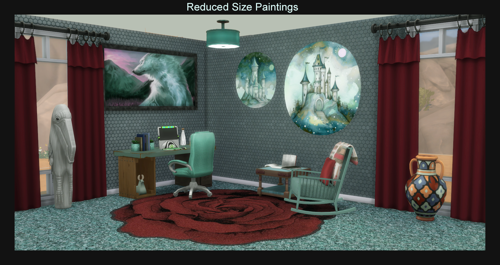 in game decorating idea showing painting in 2 reduced sizes using [ on keyboard