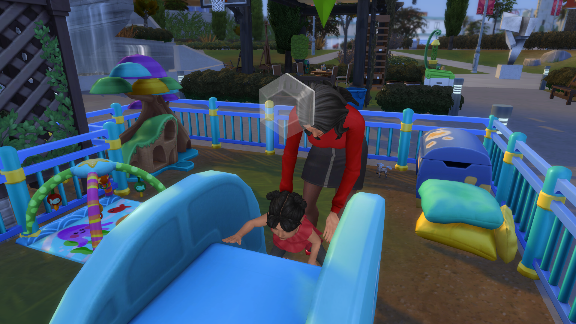 Cassandra and Bella playing together in the toddler area