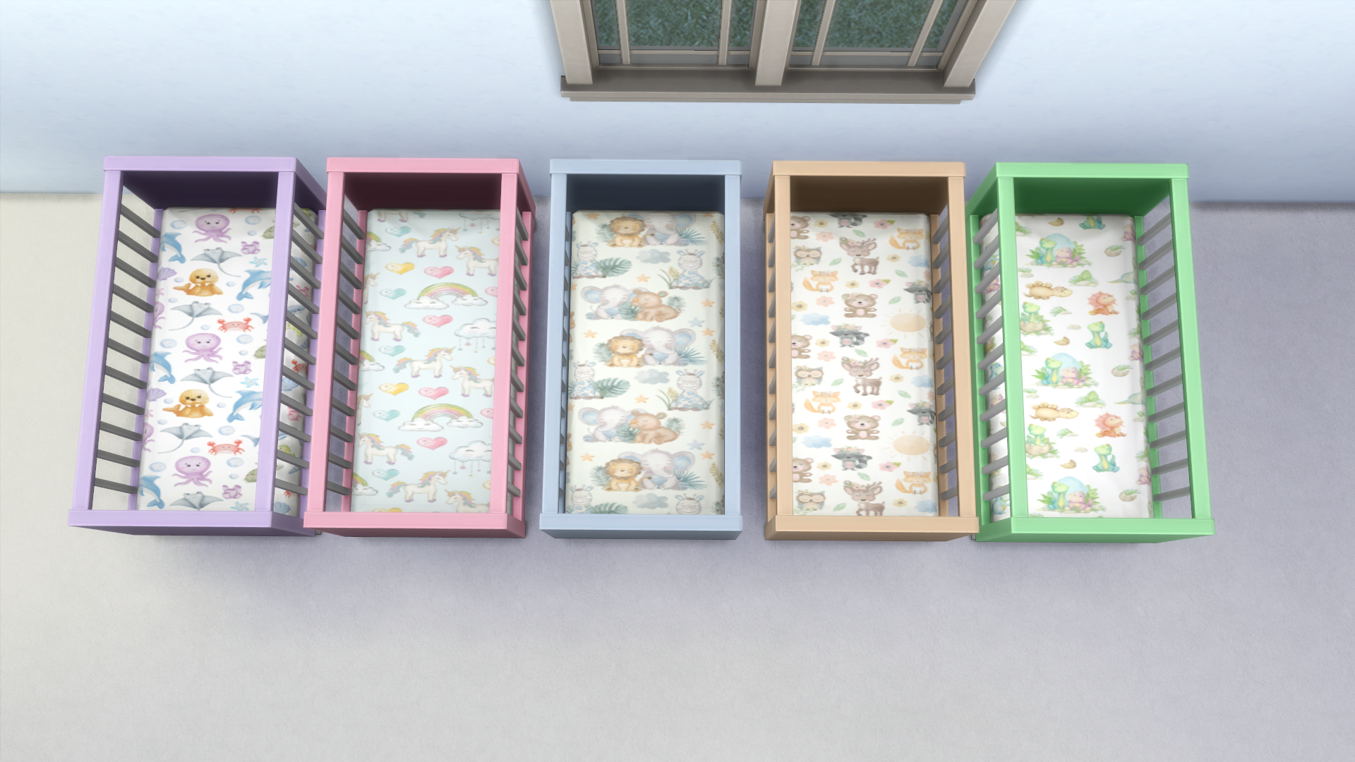 All five nursery crib patterns