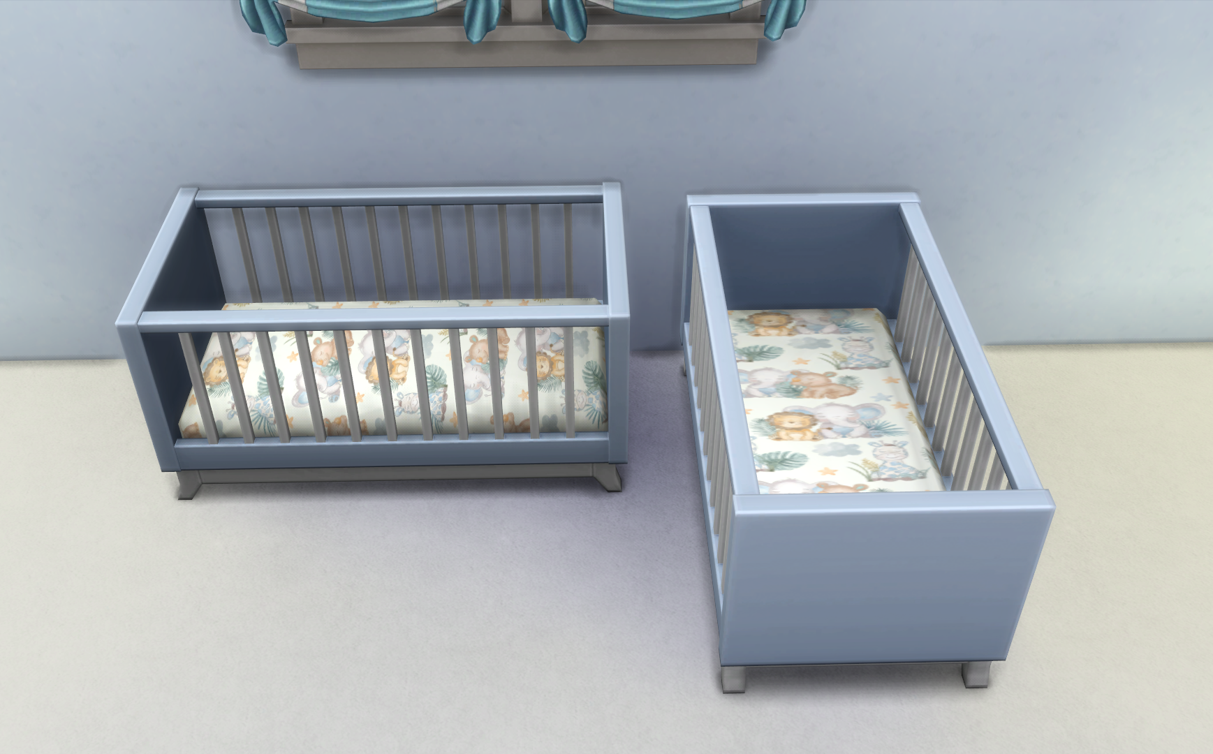 Blue jungle friends pattern crib
