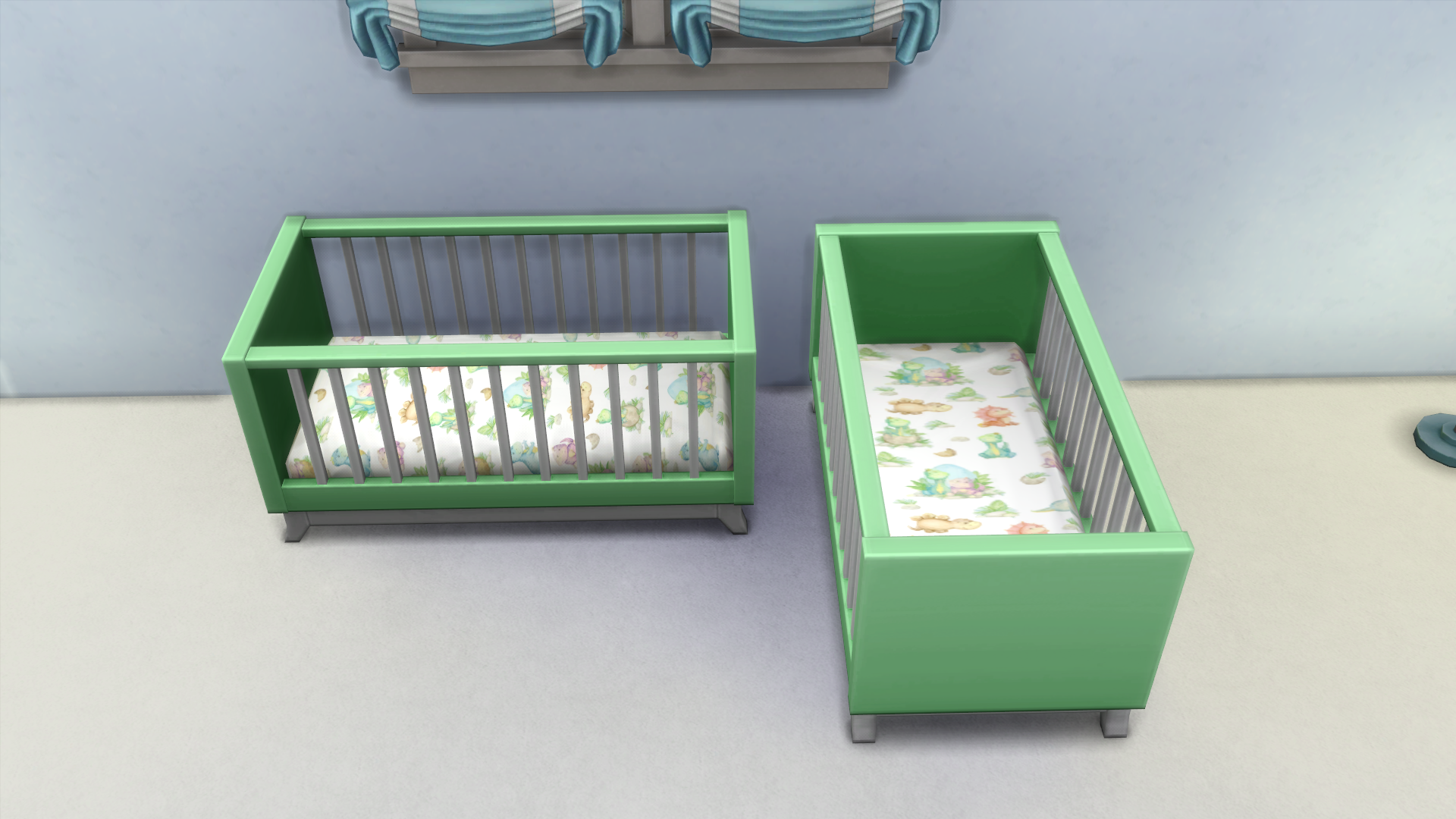 Green dinosaur pattern crib
