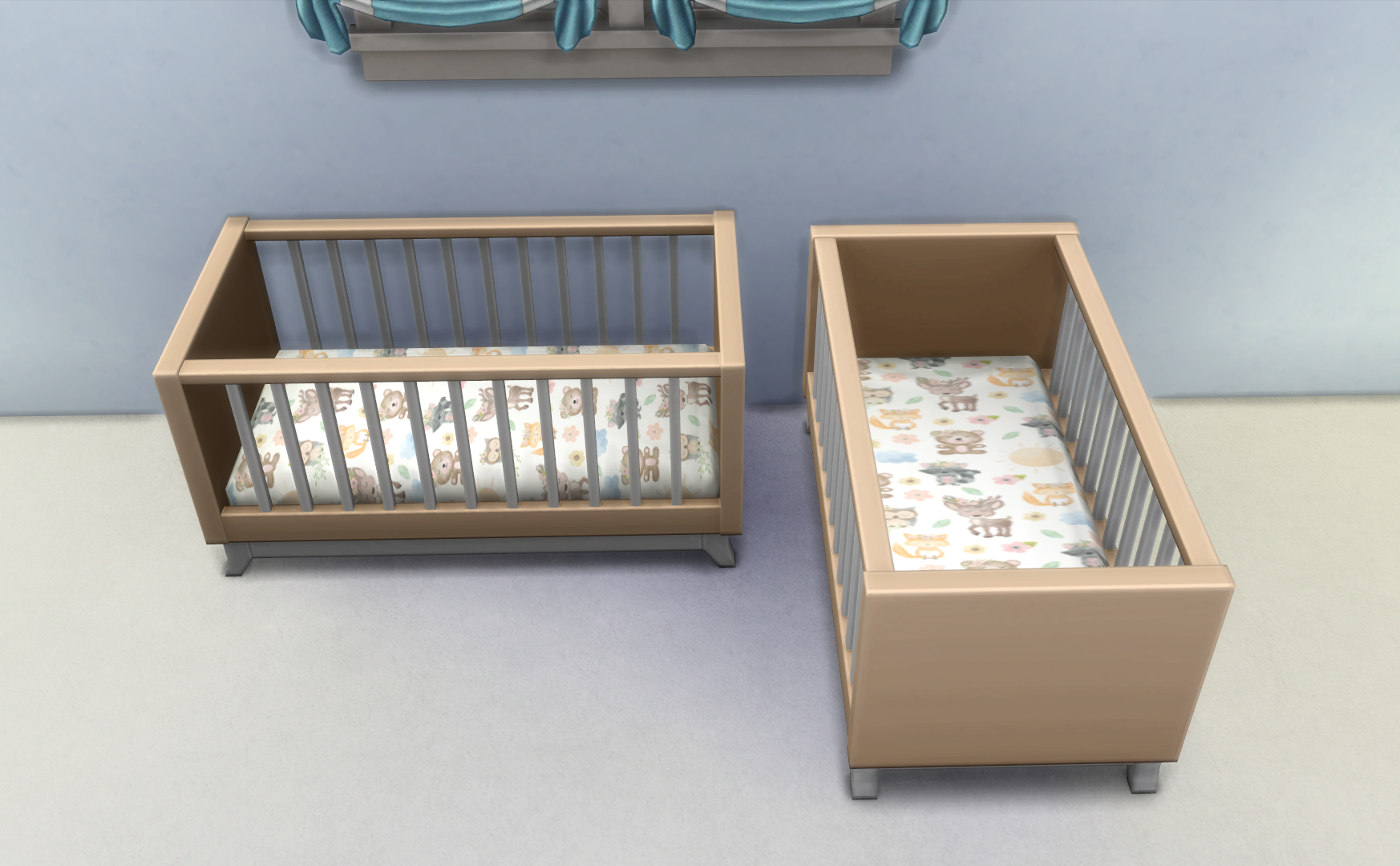 Tan forest friends pattern crib