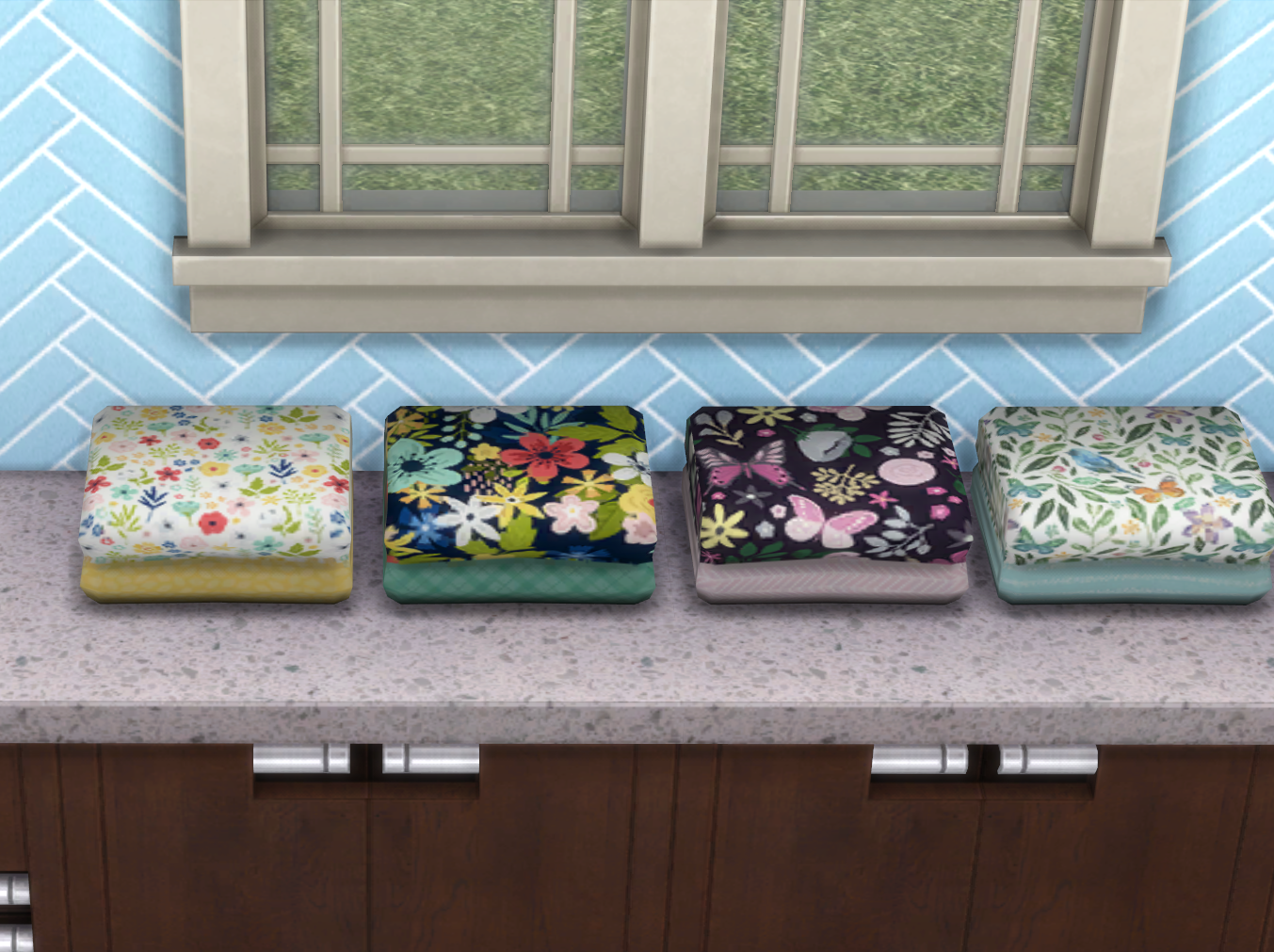 Zoomed in photo of recolored folded towels
