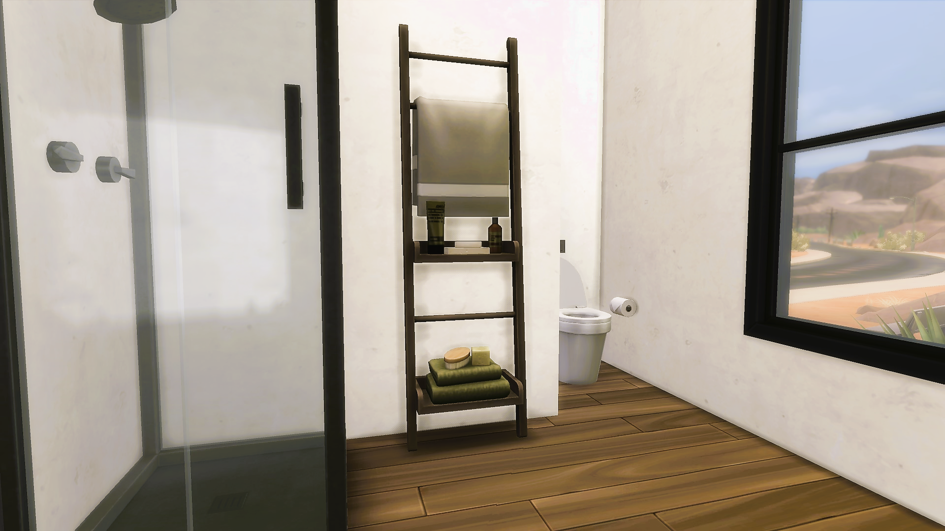 shower, toilet and storage