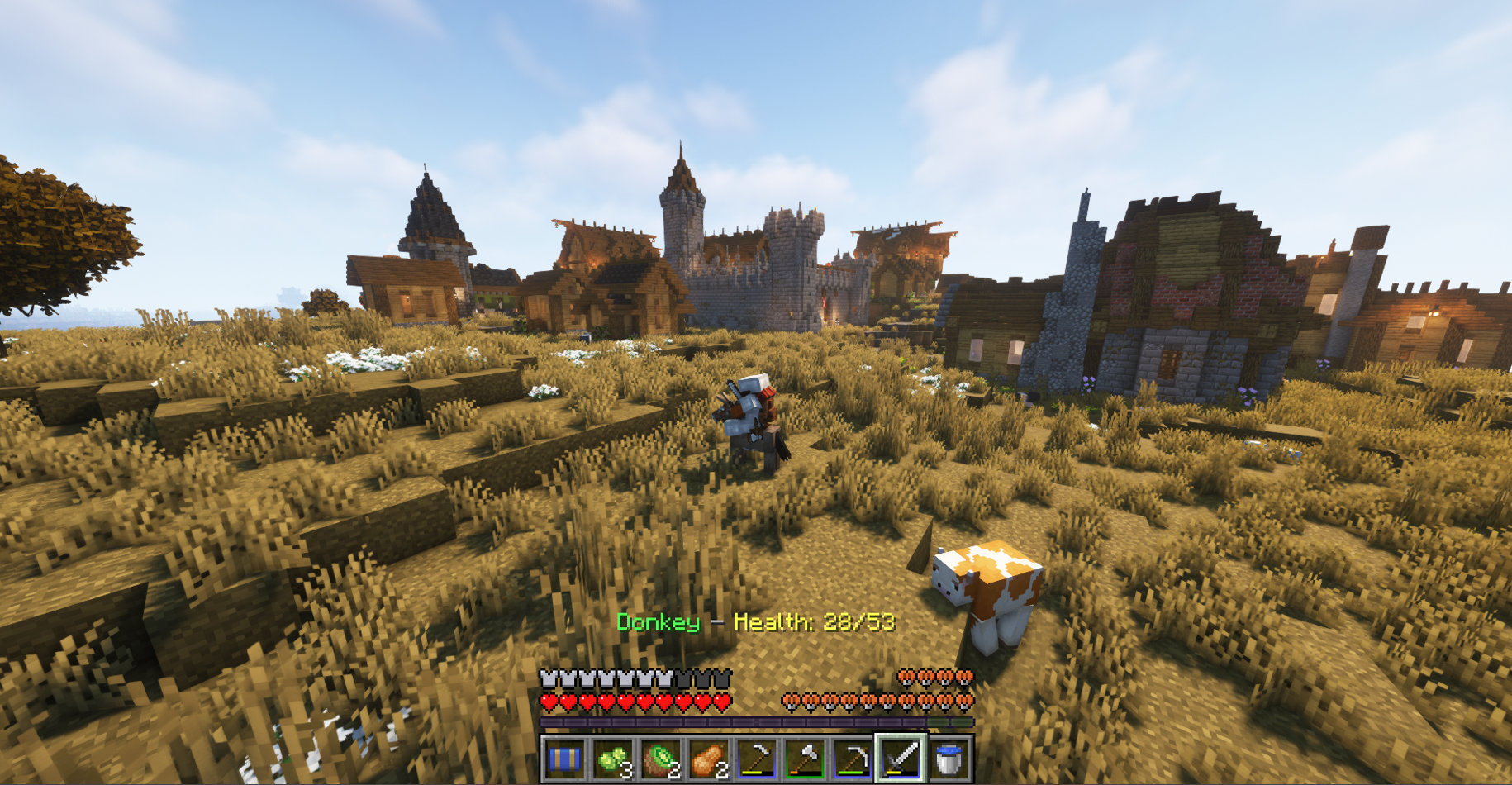Wide shot of Tacho stumbling upon a village