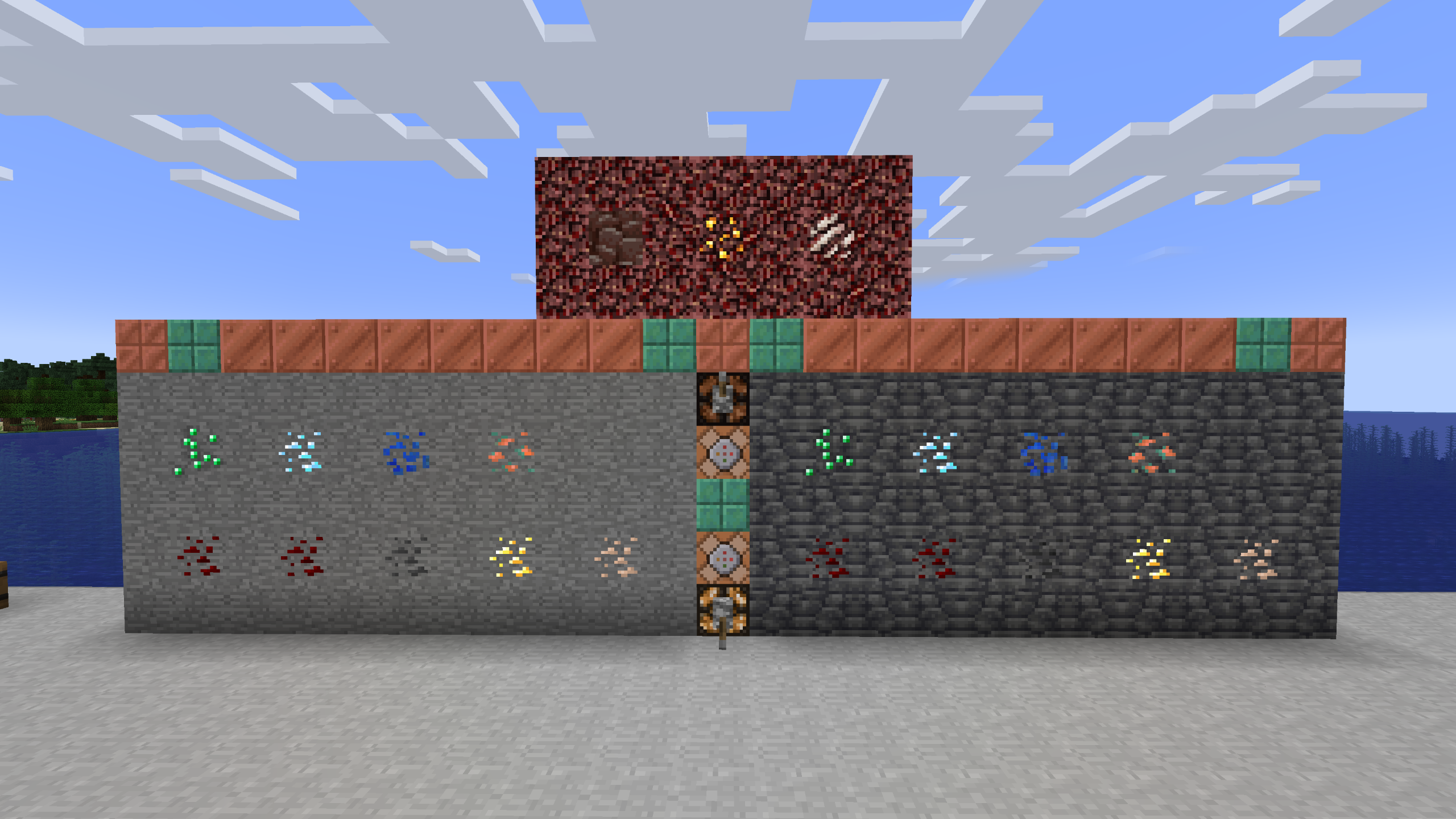 Glowing ores in light