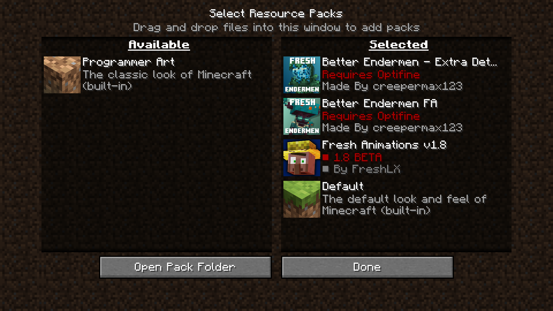 Order of Packs with addon