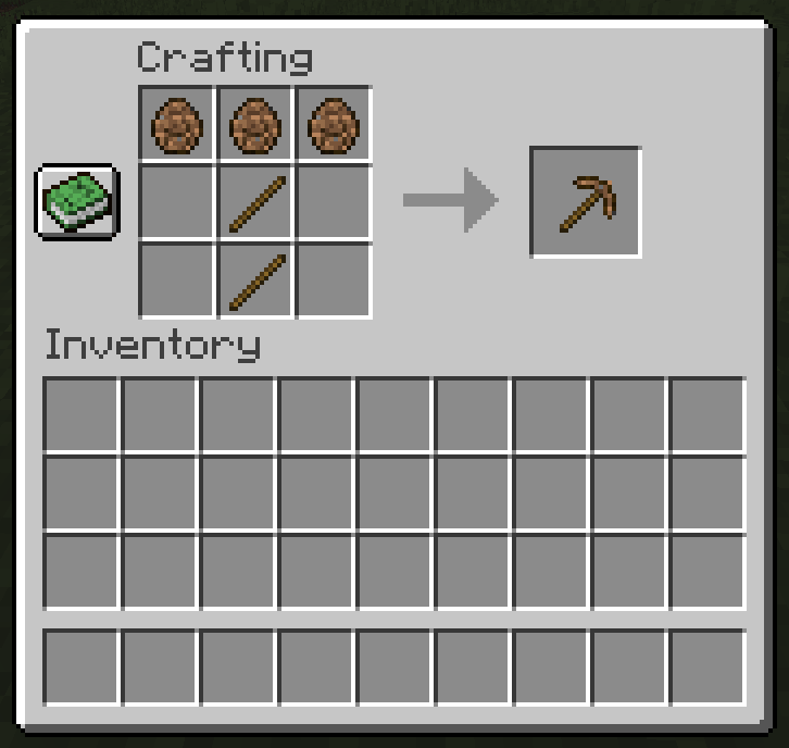 Recipe for Dirt Pickaxe