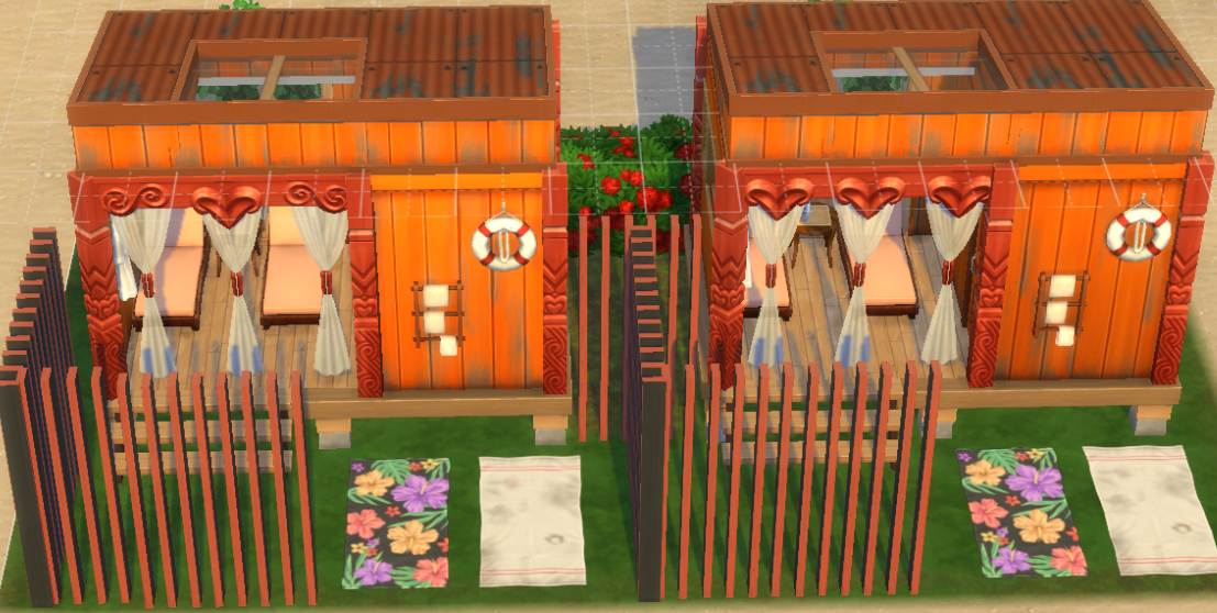 Private bathing shacks exterior view seaside