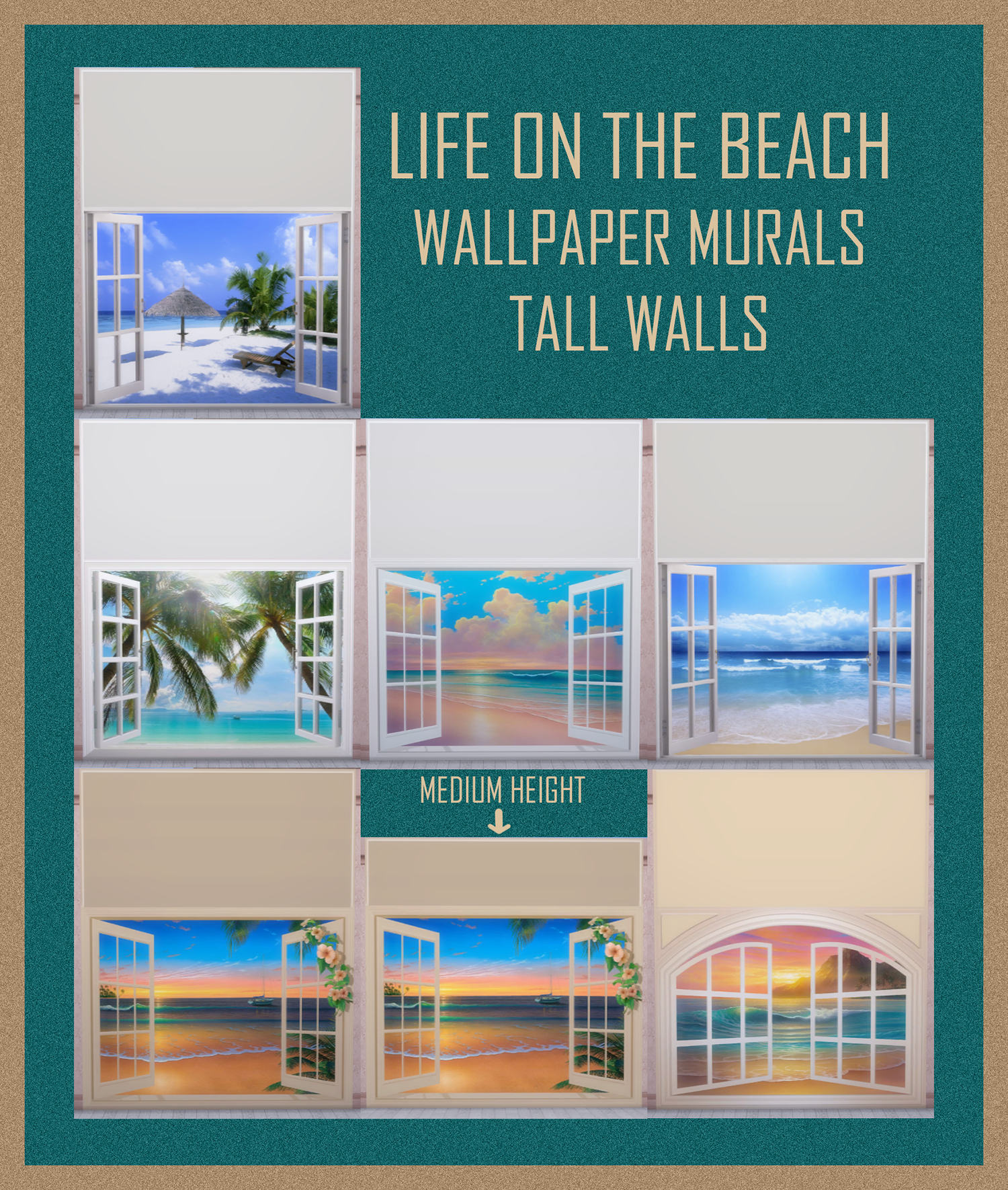 all wallpaper on tall walls, one on medium wall