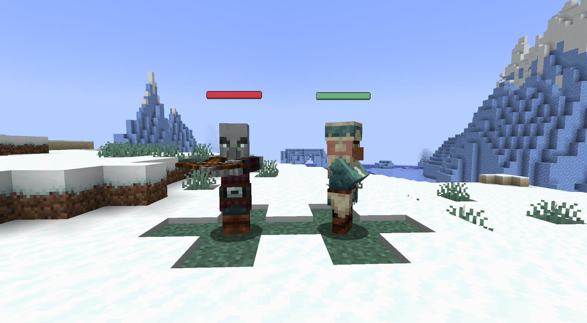 The mod implements health bars for some of the vanilla mobs.