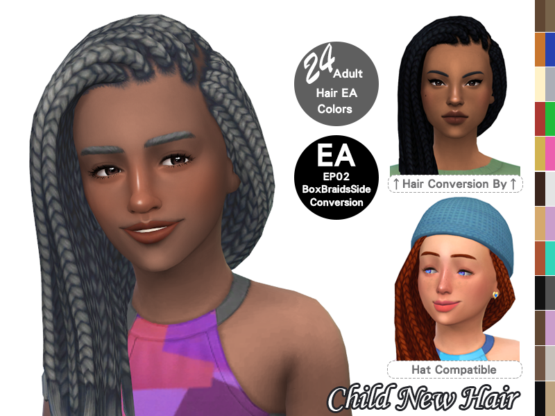 Child Box Braids Side Hair - The Sims 4 Create a Sim - CurseForge