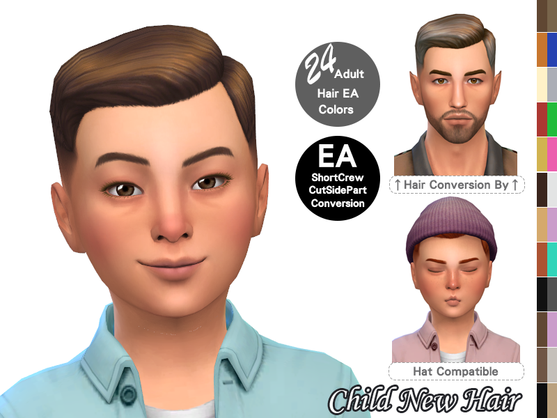 Child ShortCrewCut SidePart Hair - The Sims 4 Create a Sim - CurseForge