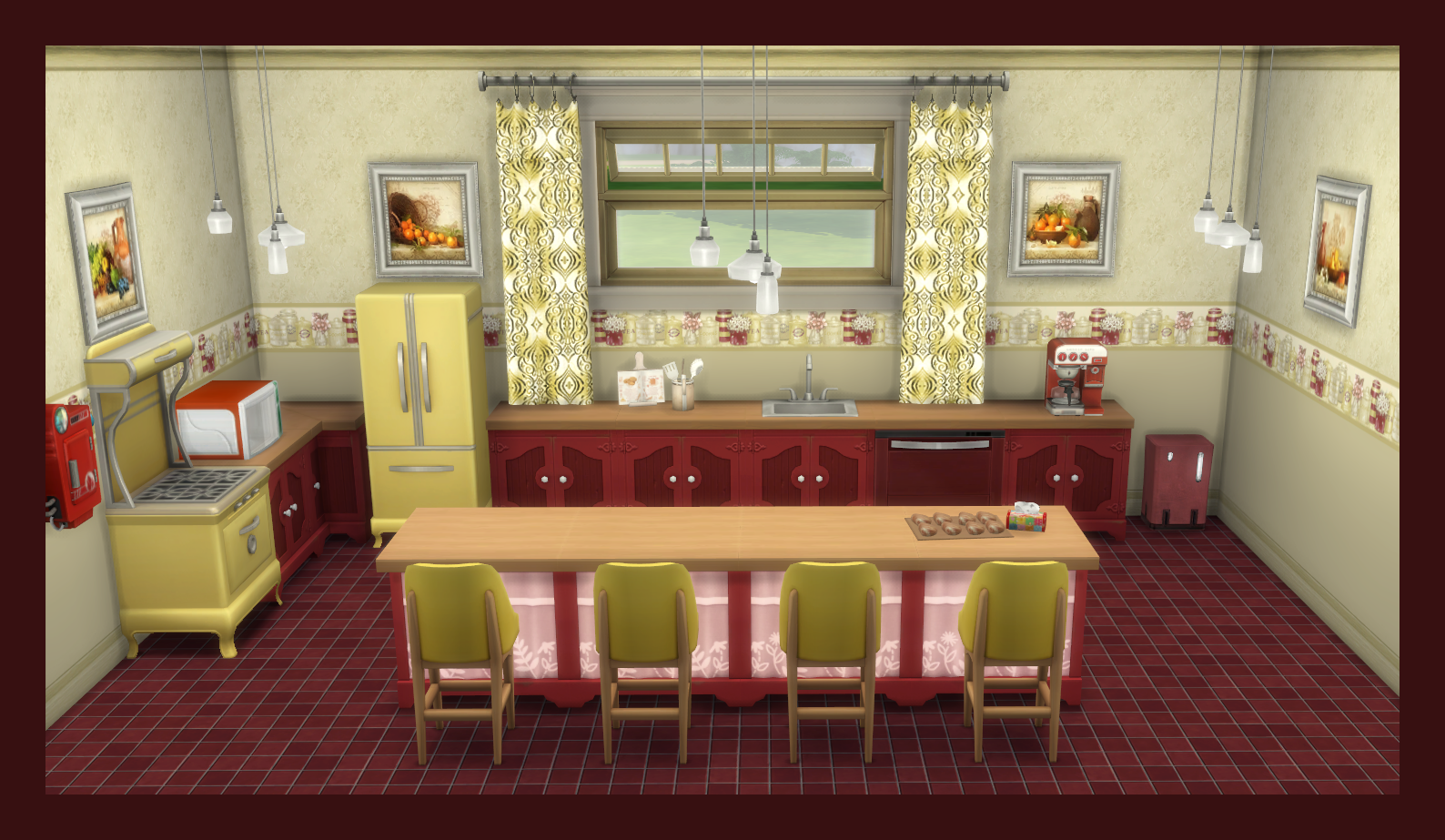 in game decorating idea long curtains